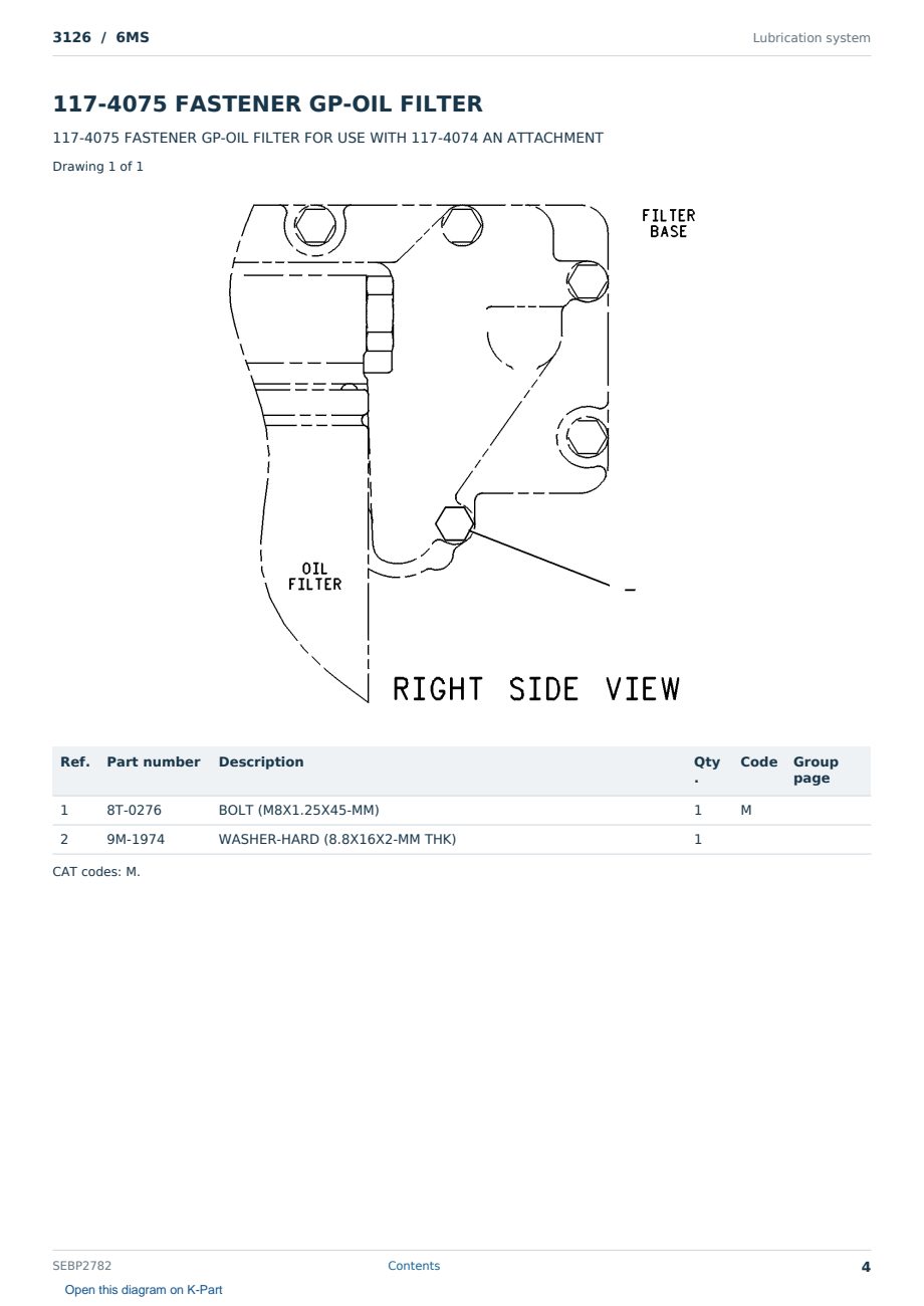 Caterpillar 3126 S/N 6MS Partsbook SEBP2782 (English) - sample page 4 of 10 Caterpillar 3126 S/N 6MS Partsbook SEBP2782 (English) - sample page 4 of 10