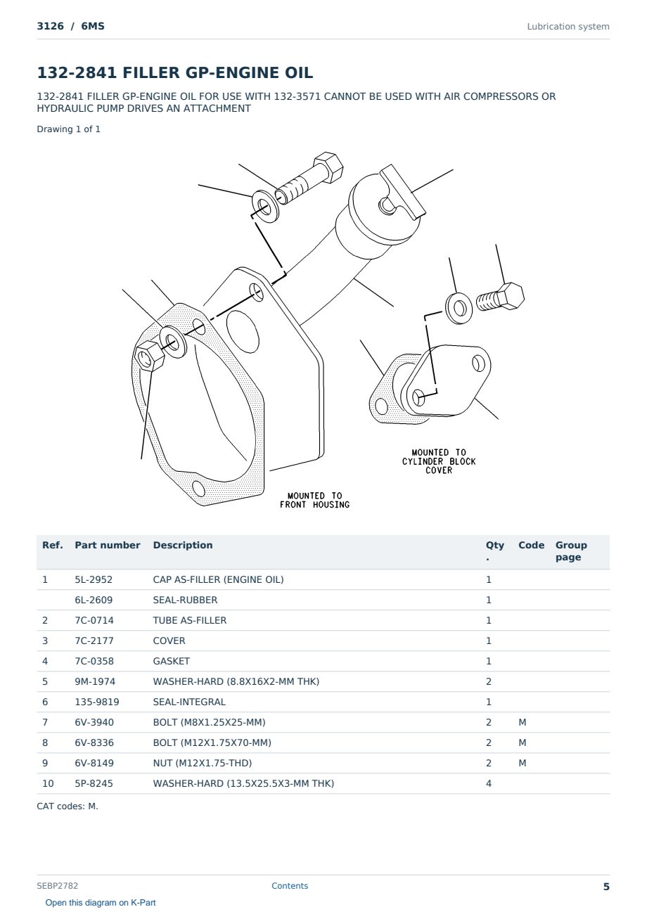 Caterpillar 3126 S/N 6MS Partsbook SEBP2782 (English) - sample page 5 of 10 Caterpillar 3126 S/N 6MS Partsbook SEBP2782 (English) - sample page 5 of 10