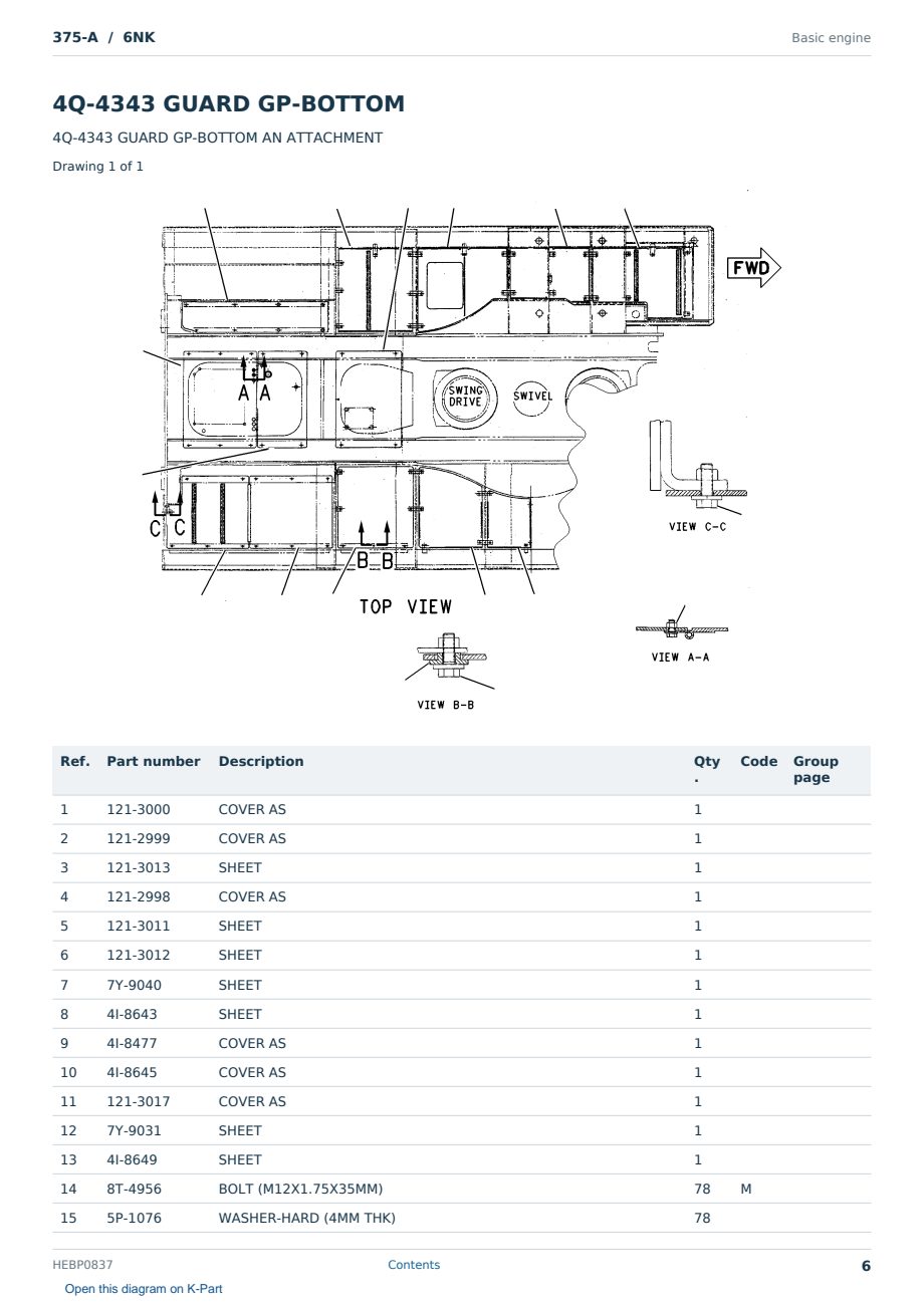 Caterpillar 375-A S/N 6NK Partsbook HEBP0837 (English) - sample page 6 of 10 Caterpillar 375-A S/N 6NK Partsbook HEBP0837 (English) - sample page 6 of 10
