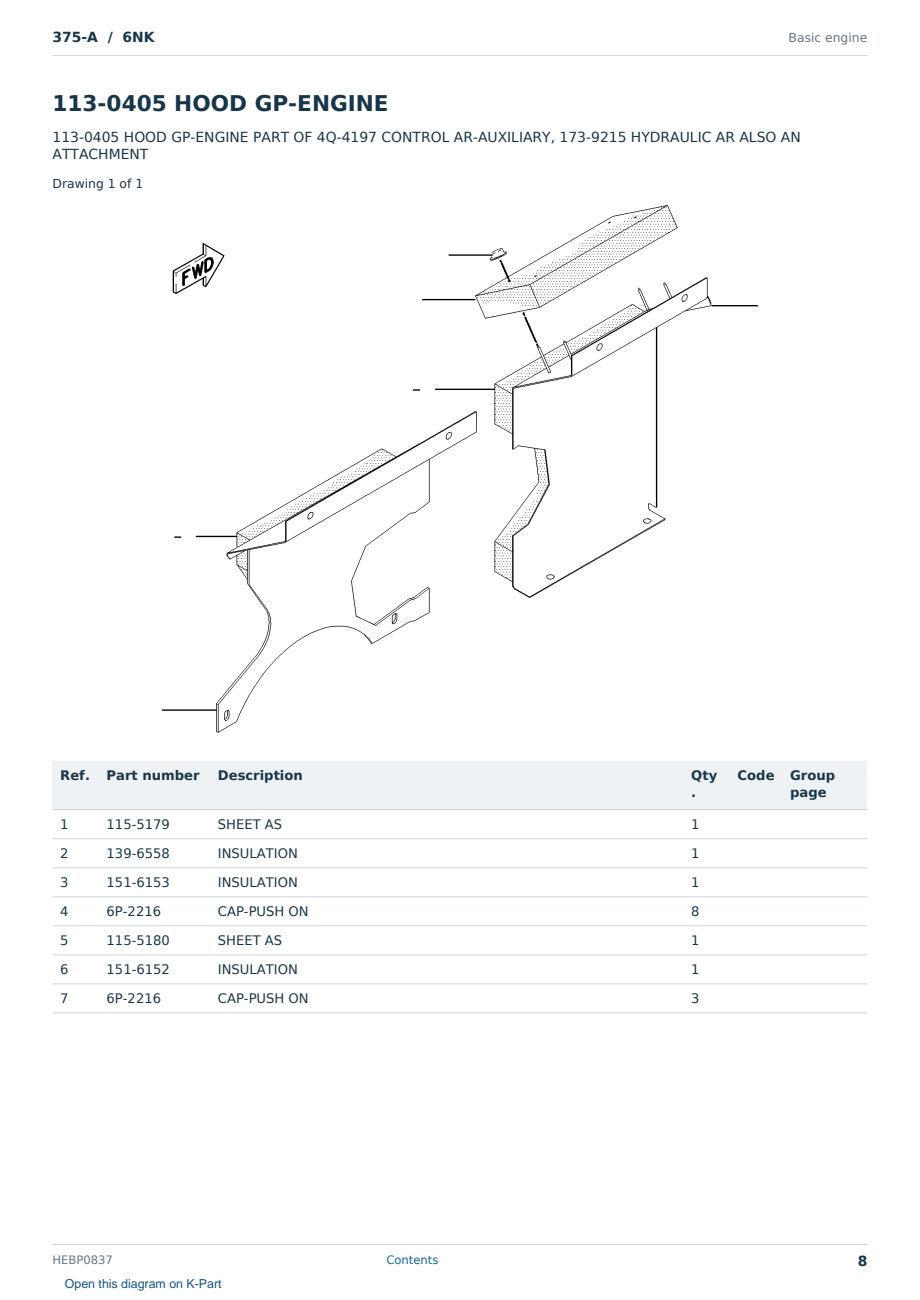 Caterpillar 375-A S/N 6NK Partsbook HEBP0837 (English) - sample page 8 of 10 Caterpillar 375-A S/N 6NK Partsbook HEBP0837 (English) - sample page 8 of 10