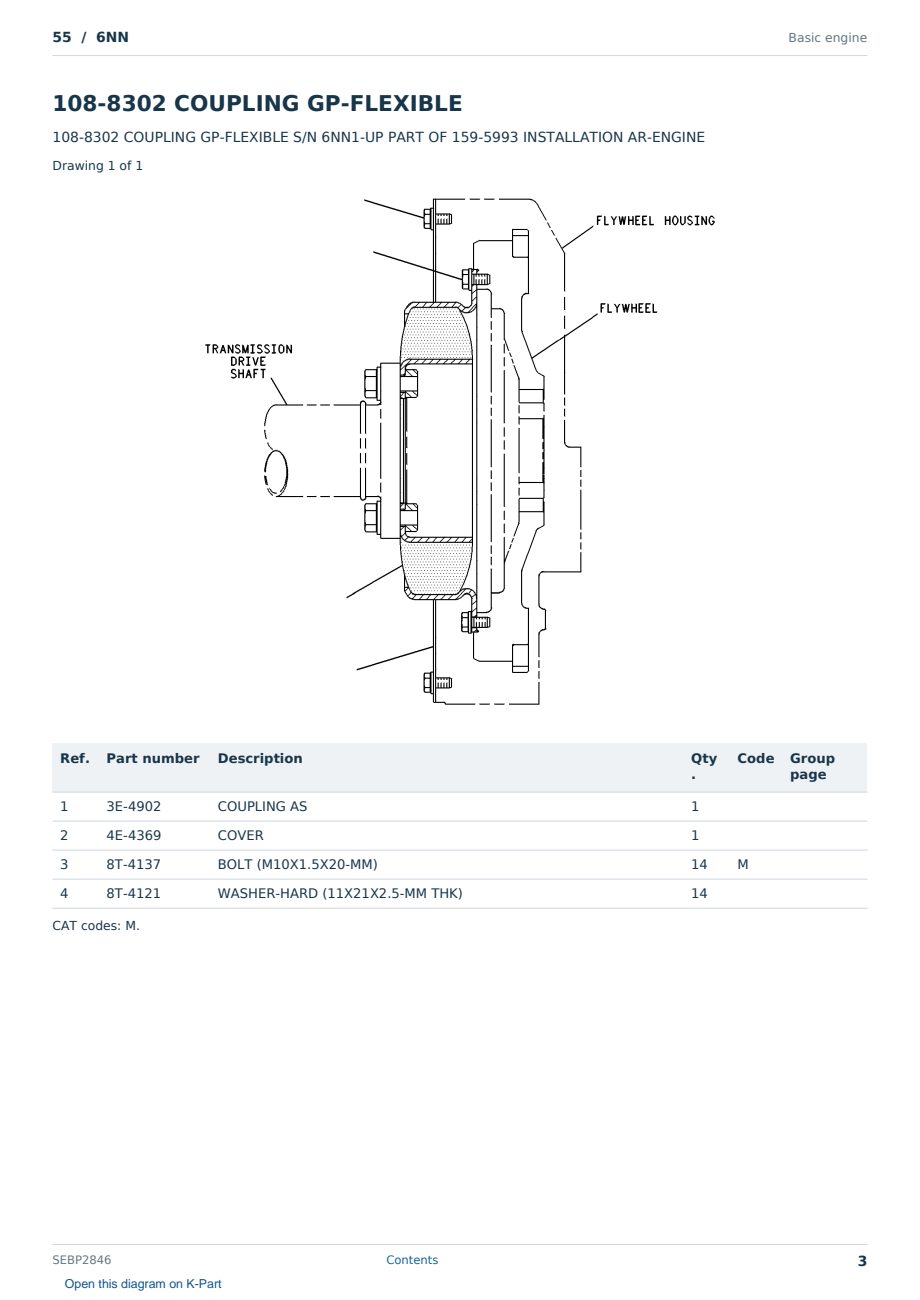 Caterpillar 55 S/N 6NN Partsbook SEBP2846 (English) - sample page 3 of 10 Caterpillar 55 S/N 6NN Partsbook SEBP2846 (English) - sample page 3 of 10