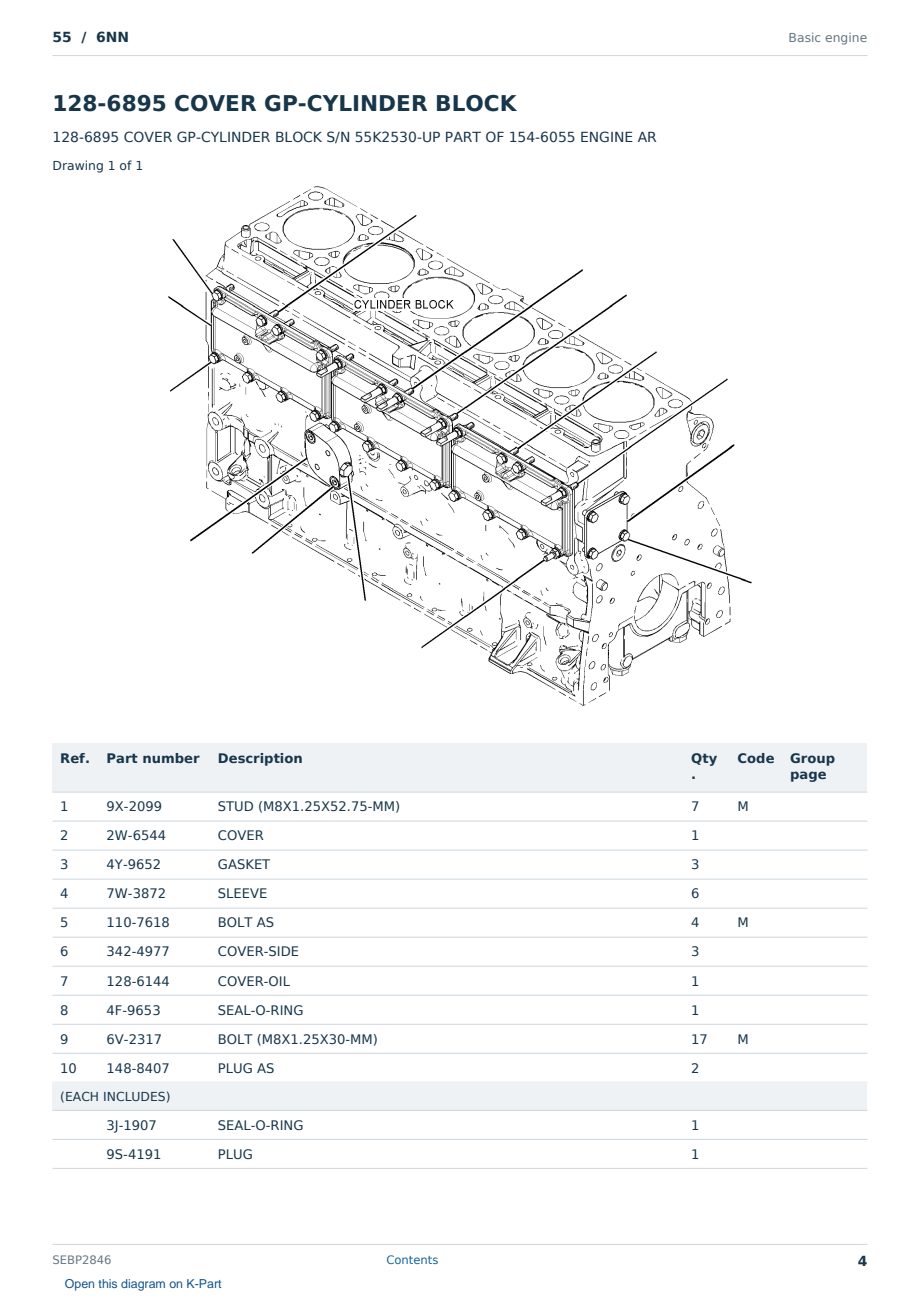 Caterpillar 55 S/N 6NN Partsbook SEBP2846 (English) - sample page 4 of 10 Caterpillar 55 S/N 6NN Partsbook SEBP2846 (English) - sample page 4 of 10