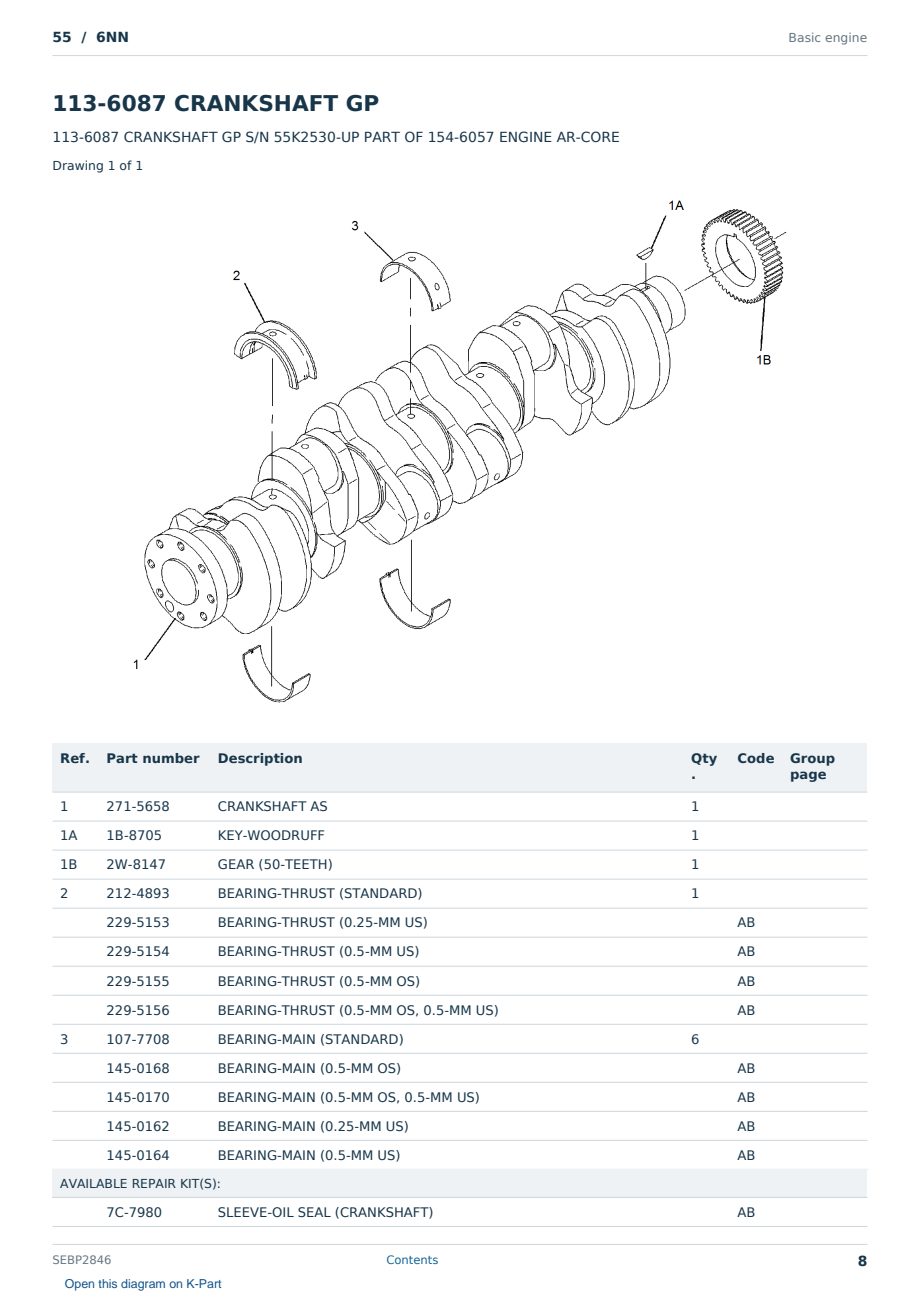 Caterpillar 55 S/N 6NN Partsbook SEBP2846 (English) - sample page 8 of 10 Caterpillar 55 S/N 6NN Partsbook SEBP2846 (English) - sample page 8 of 10