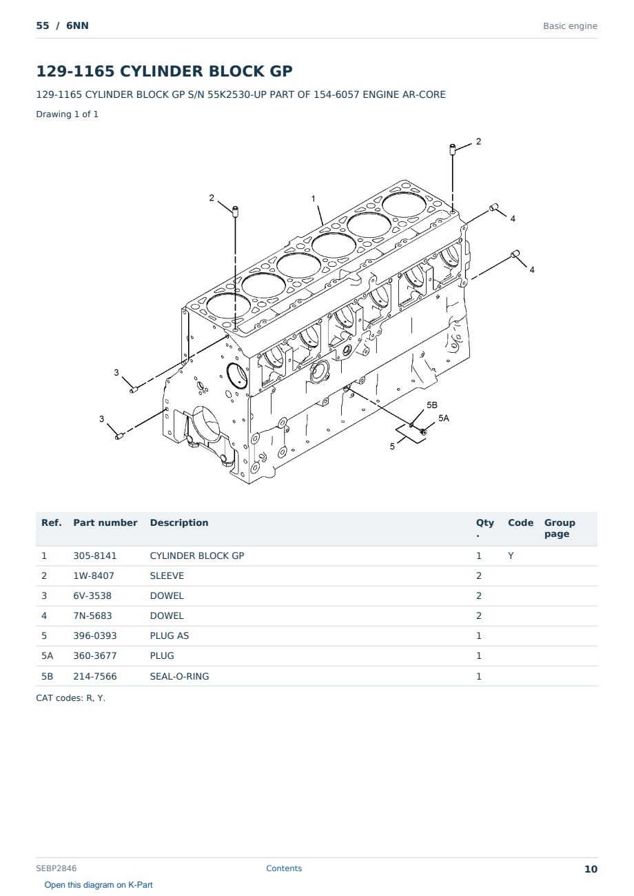 Caterpillar 55 S/N 6NN Partsbook SEBP2846 (English) - sample page 10 of 10 Caterpillar 55 S/N 6NN Partsbook SEBP2846 (English) - sample page 10 of 10