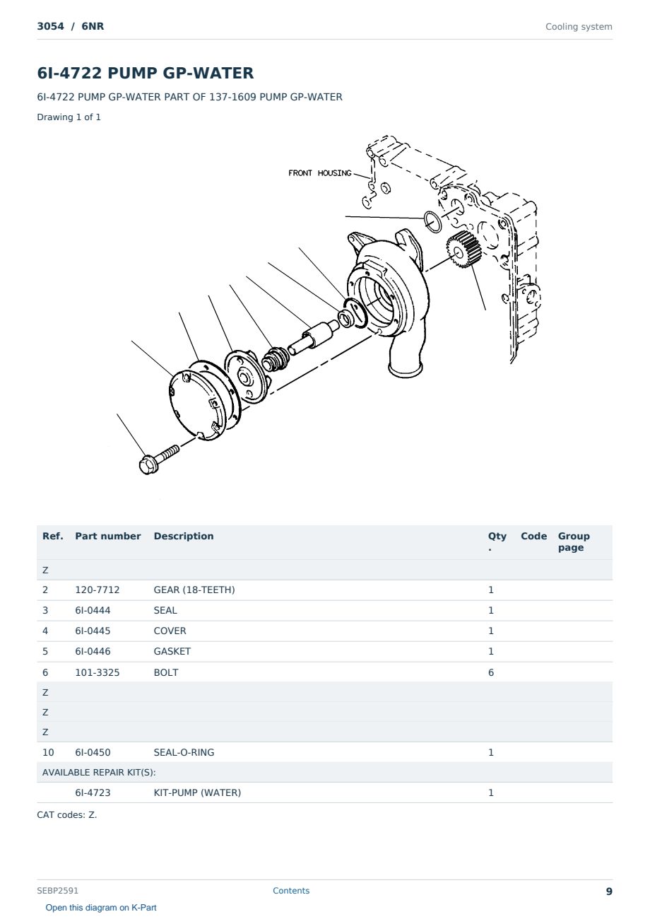 Caterpillar 3054 S/N 6NR Partsbook SEBP2591 (English) - sample page 9 of 10 Caterpillar 3054 S/N 6NR Partsbook SEBP2591 (English) - sample page 9 of 10