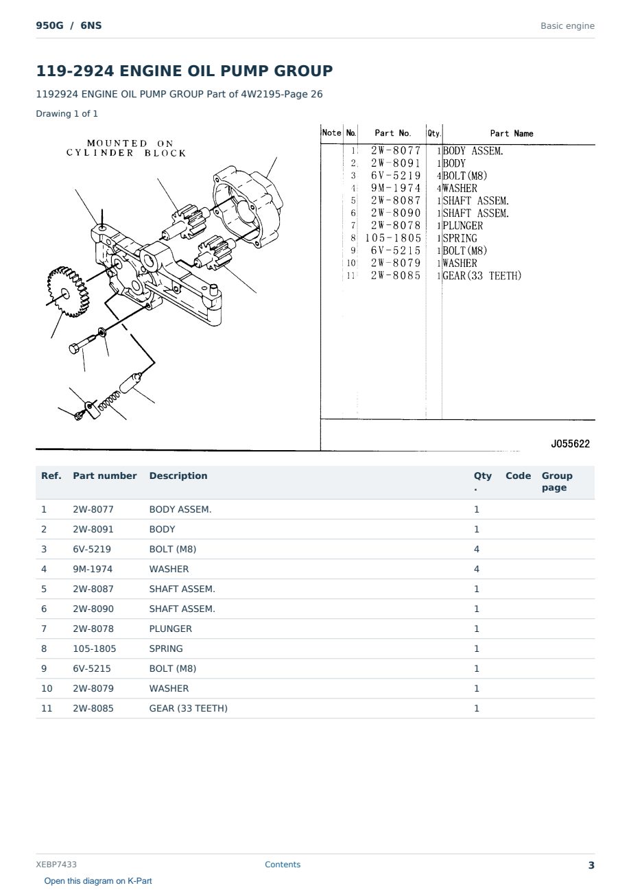 Caterpillar 950G S/N 6NS Partsbook XEBP7433 (English) - sample page 3 of 10 Caterpillar 950G S/N 6NS Partsbook XEBP7433 (English) - sample page 3 of 10