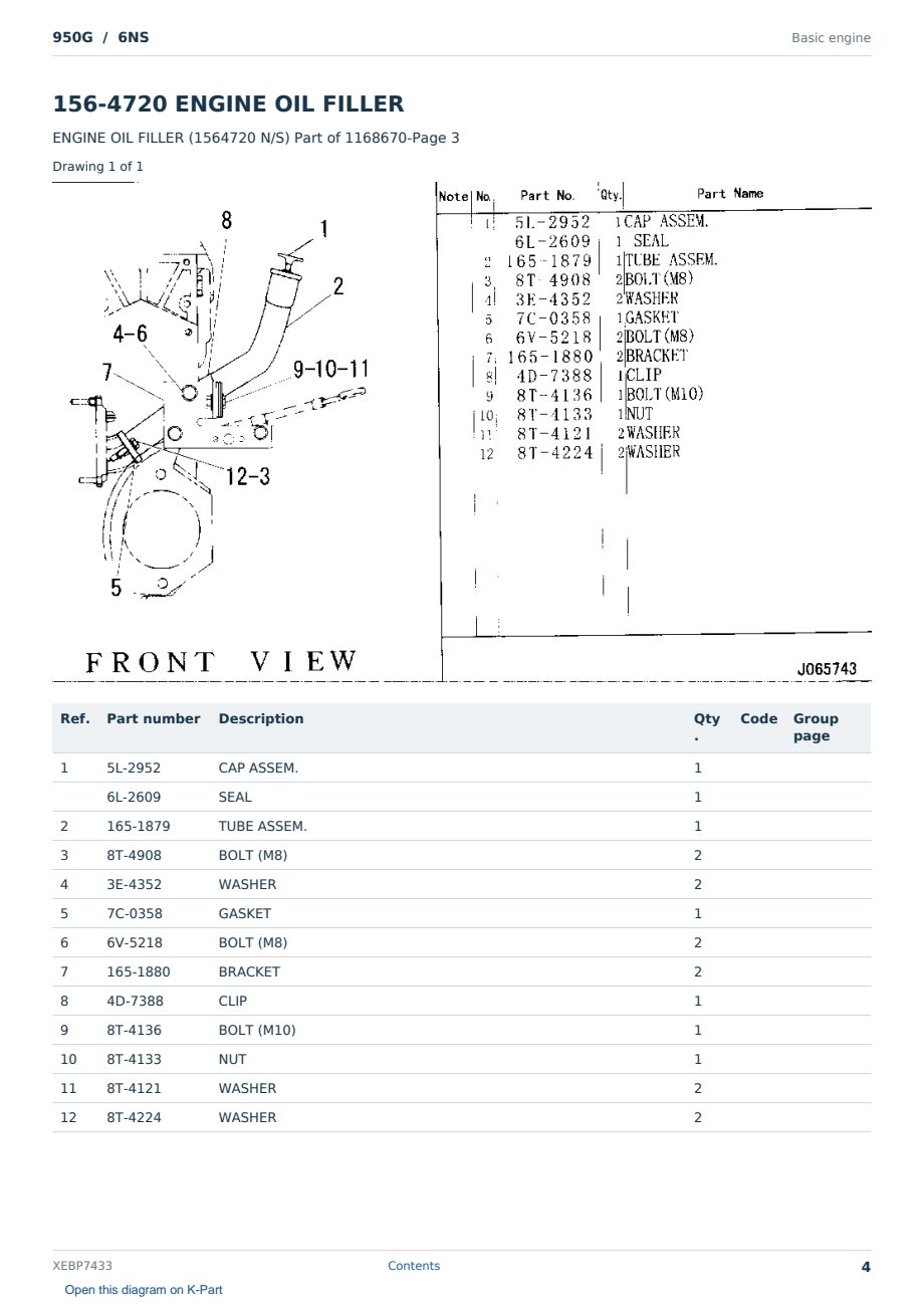 Caterpillar 950G S/N 6NS Partsbook XEBP7433 (English) - sample page 4 of 10 Caterpillar 950G S/N 6NS Partsbook XEBP7433 (English) - sample page 4 of 10