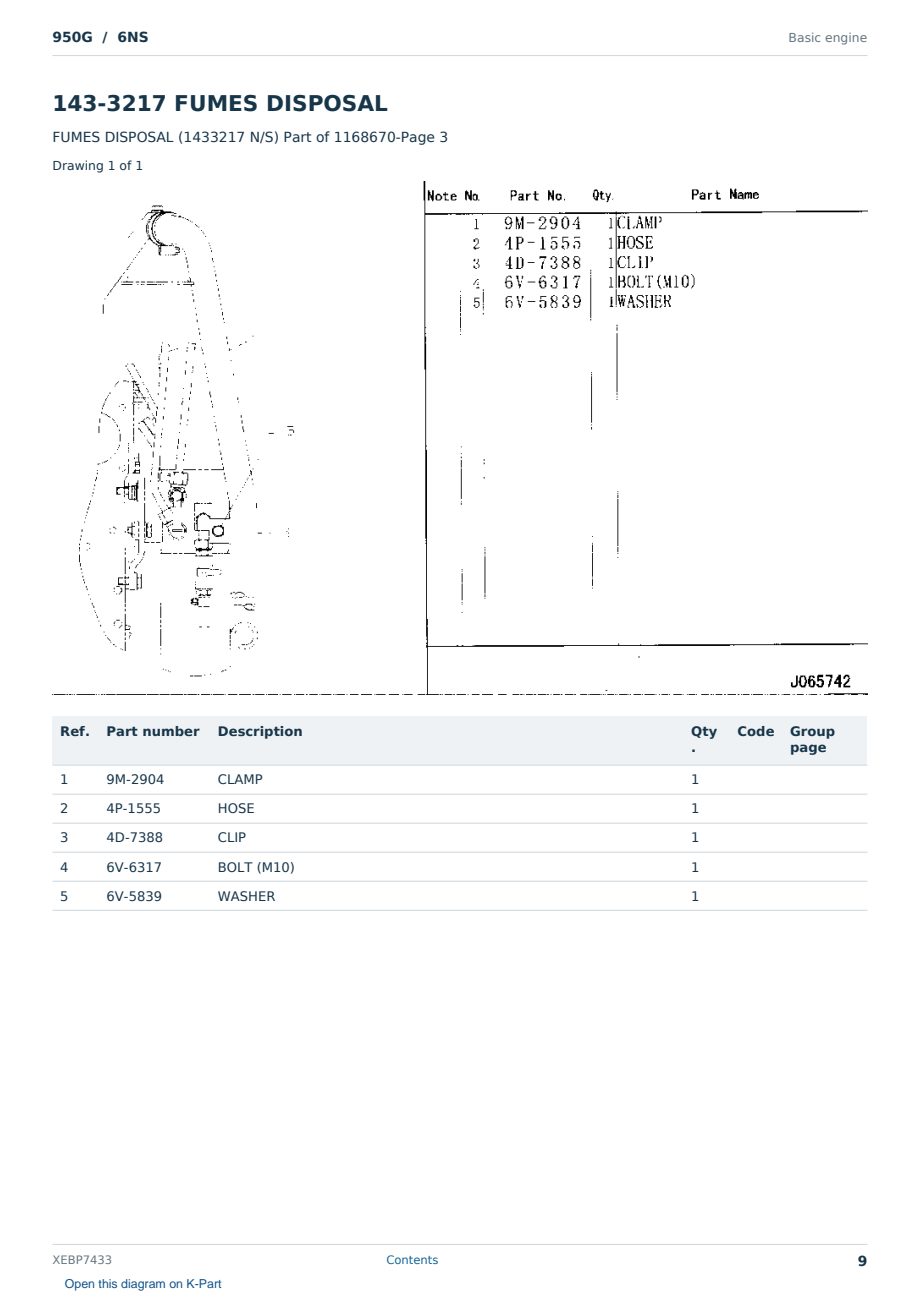 Caterpillar 950G S/N 6NS Partsbook XEBP7433 (English) - sample page 9 of 10 Caterpillar 950G S/N 6NS Partsbook XEBP7433 (English) - sample page 9 of 10