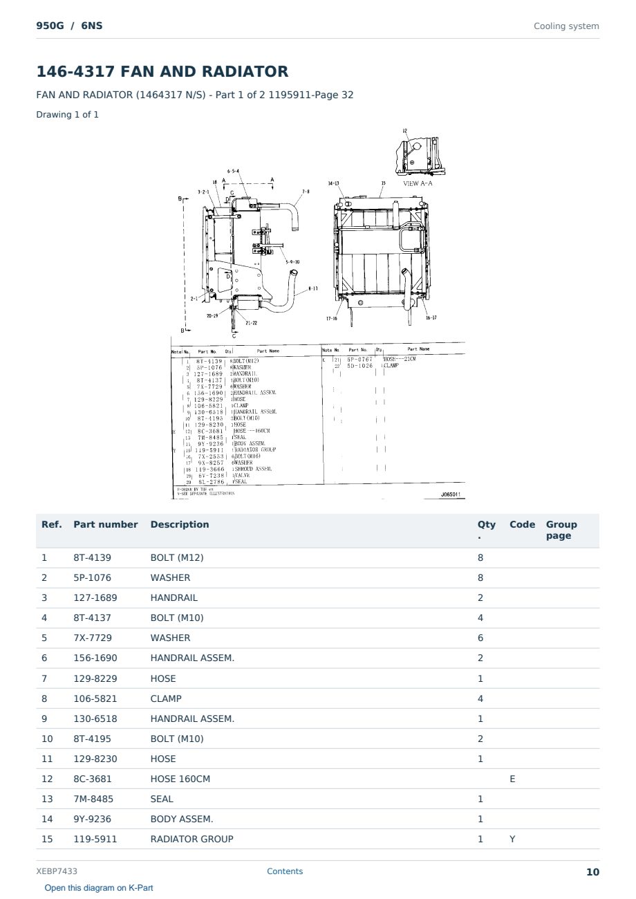Caterpillar 950G S/N 6NS Partsbook XEBP7433 (English) - sample page 10 of 10 Caterpillar 950G S/N 6NS Partsbook XEBP7433 (English) - sample page 10 of 10