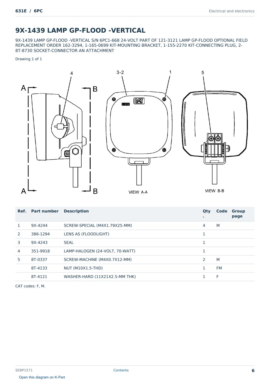 Caterpillar 631E S/N 6PC Partsbook SEBP1571 (English) - sample page 6 of 10 Caterpillar 631E S/N 6PC Partsbook SEBP1571 (English) - sample page 6 of 10