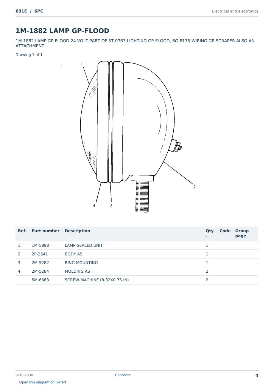 Caterpillar 631E S/N 6PC Partsbook SEBP2030 (English) - sample page 4 of 10 Caterpillar 631E S/N 6PC Partsbook SEBP2030 (English) - sample page 4 of 10