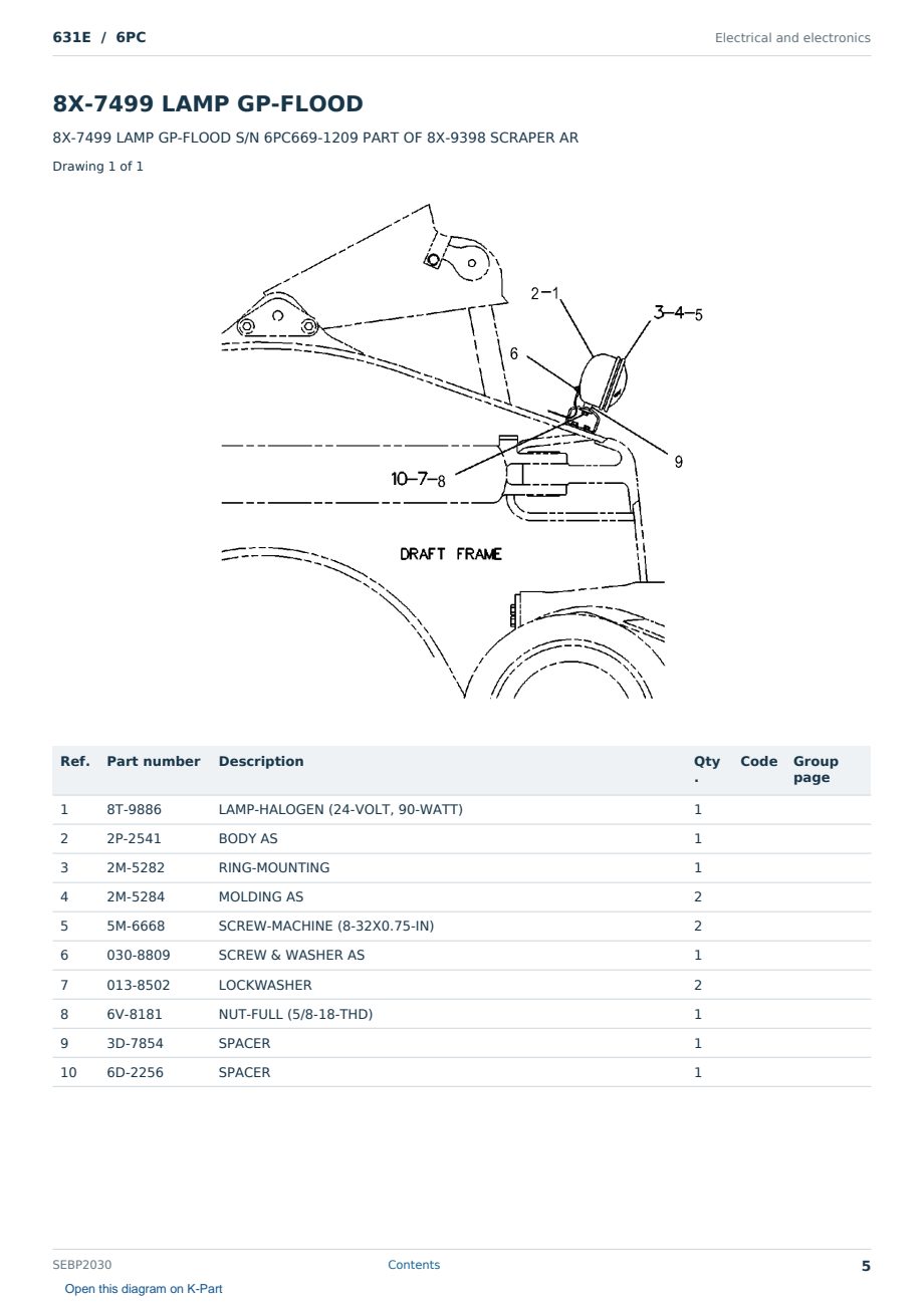 Caterpillar 631E S/N 6PC Partsbook SEBP2030 (English) - sample page 5 of 10 Caterpillar 631E S/N 6PC Partsbook SEBP2030 (English) - sample page 5 of 10