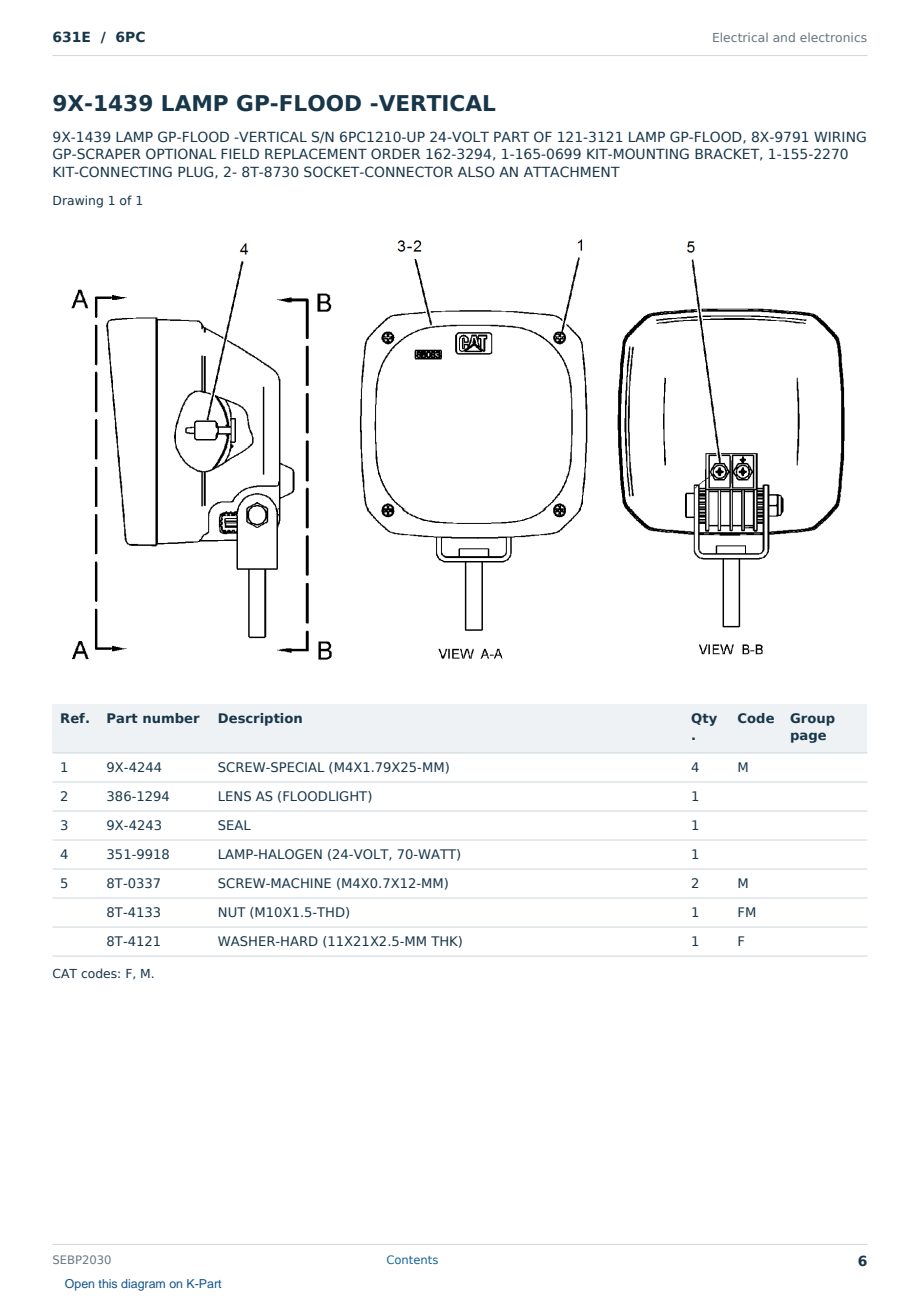 Caterpillar 631E S/N 6PC Partsbook SEBP2030 (English) - sample page 6 of 10 Caterpillar 631E S/N 6PC Partsbook SEBP2030 (English) - sample page 6 of 10
