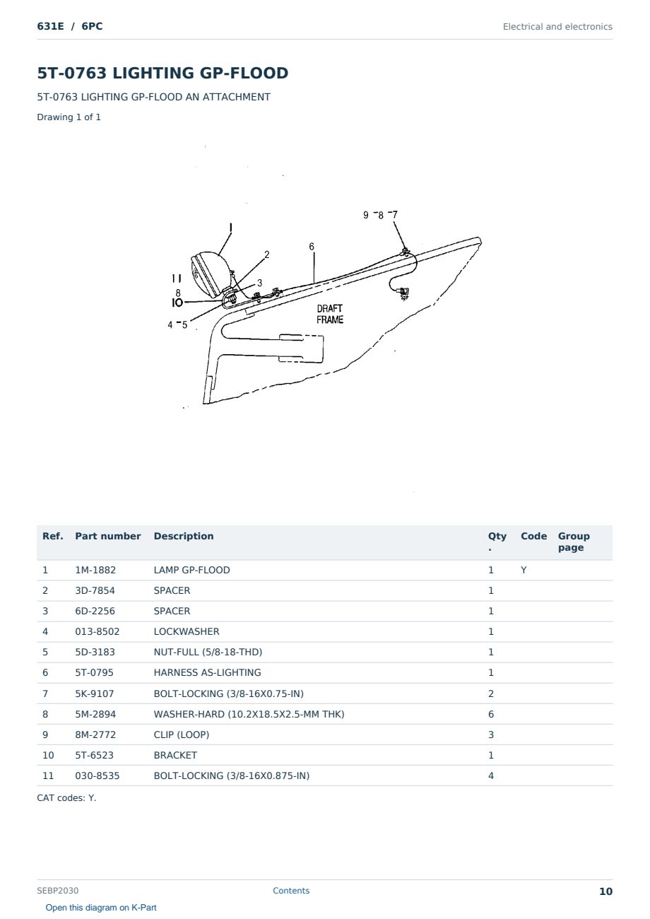 Caterpillar 631E S/N 6PC Partsbook SEBP2030 (English) - sample page 10 of 10 Caterpillar 631E S/N 6PC Partsbook SEBP2030 (English) - sample page 10 of 10