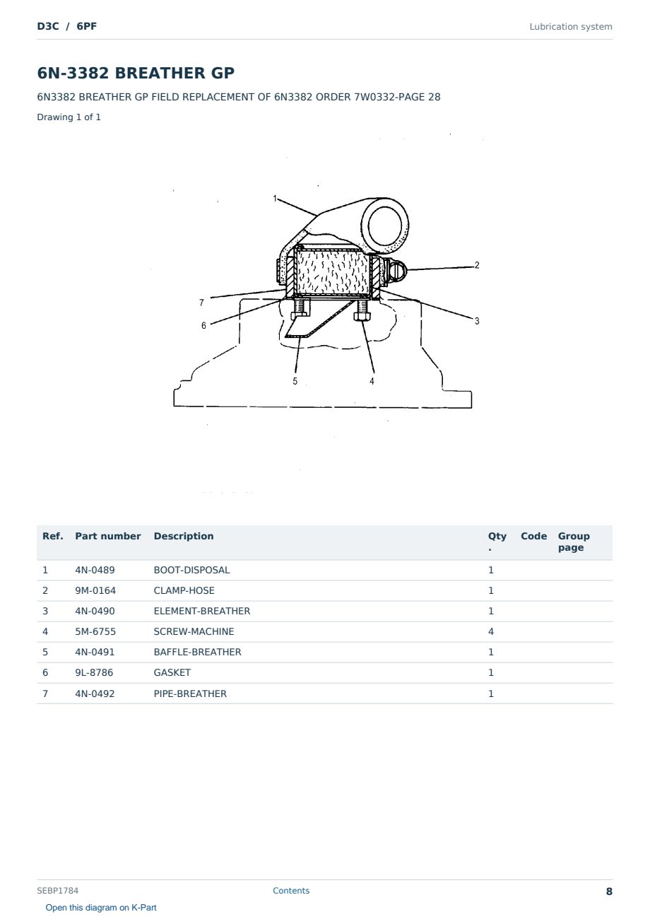 Caterpillar D3C S/N 6PF Partsbook SEBP1784 (English) - sample page 8 of 10 Caterpillar D3C S/N 6PF Partsbook SEBP1784 (English) - sample page 8 of 10