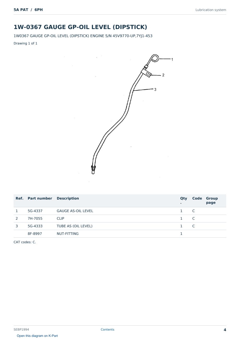 Caterpillar 5A PAT S/N 6PH Partsbook SEBP1994 (English) - sample page 4 of 10 Caterpillar 5A PAT S/N 6PH Partsbook SEBP1994 (English) - sample page 4 of 10