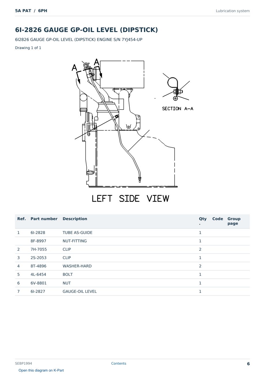Caterpillar 5A PAT S/N 6PH Partsbook SEBP1994 (English) - sample page 6 of 10 Caterpillar 5A PAT S/N 6PH Partsbook SEBP1994 (English) - sample page 6 of 10