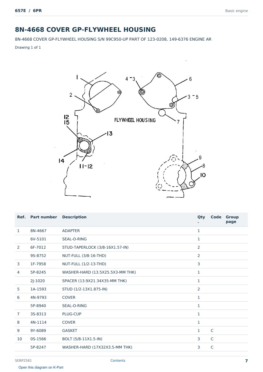 Caterpillar 657E S/N 6PR Partsbook SEBP2581 (English) - sample page 7 of 10 Caterpillar 657E S/N 6PR Partsbook SEBP2581 (English) - sample page 7 of 10