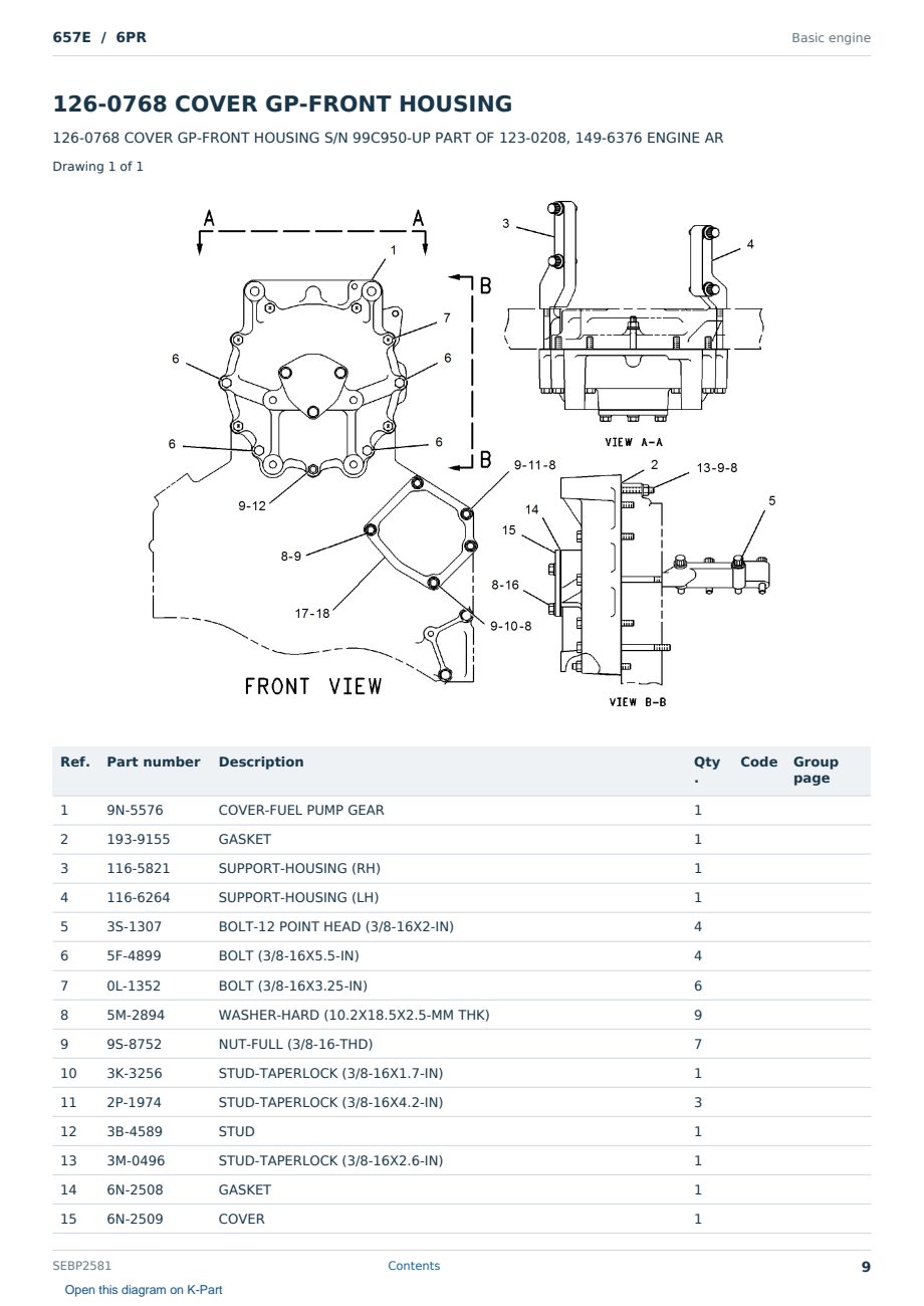 Caterpillar 657E S/N 6PR Partsbook SEBP2581 (English) - sample page 9 of 10 Caterpillar 657E S/N 6PR Partsbook SEBP2581 (English) - sample page 9 of 10