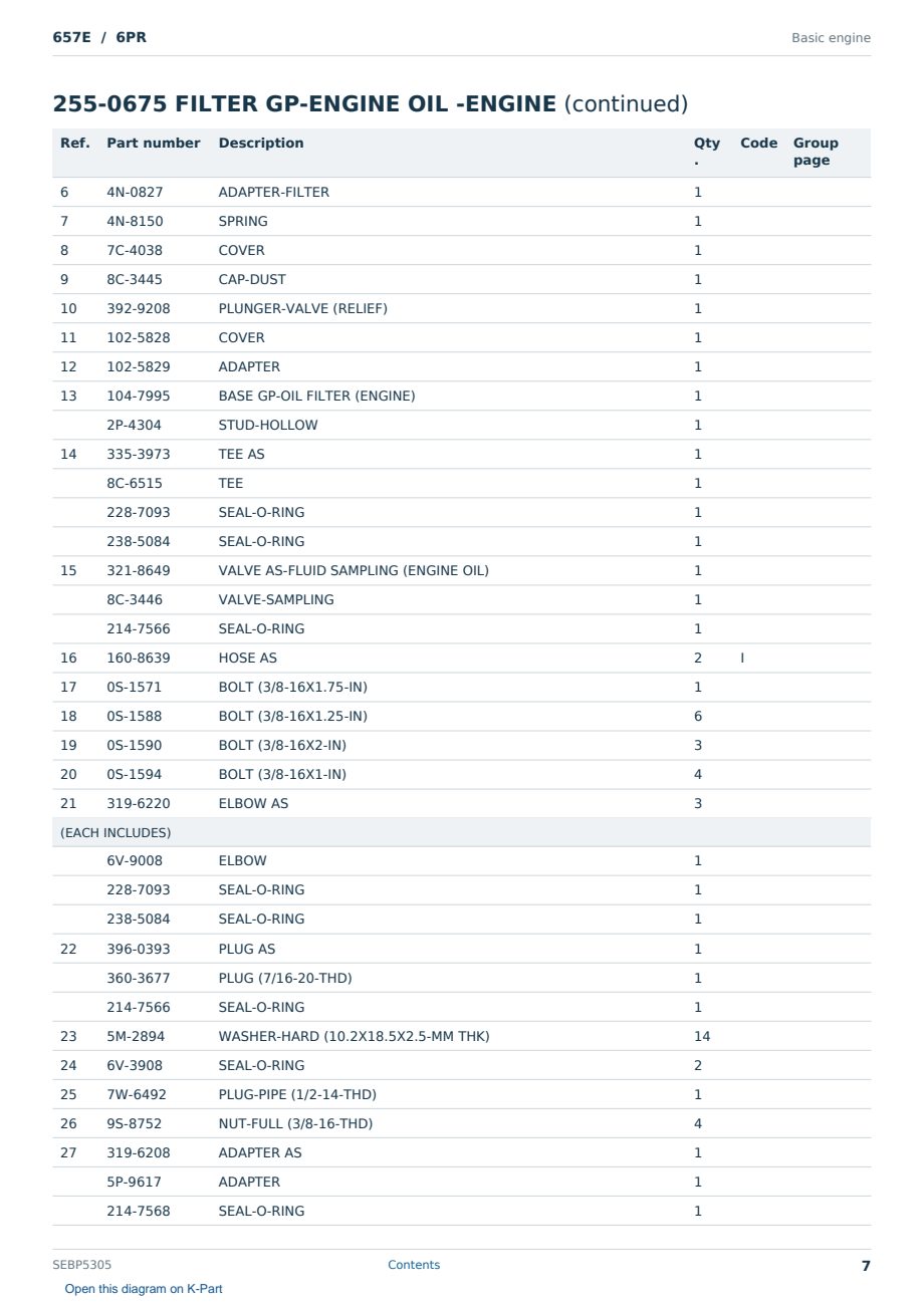 Caterpillar 657E S/N 6PR Partsbook SEBP5305 (English) - sample page 7 of 10 Caterpillar 657E S/N 6PR Partsbook SEBP5305 (English) - sample page 7 of 10