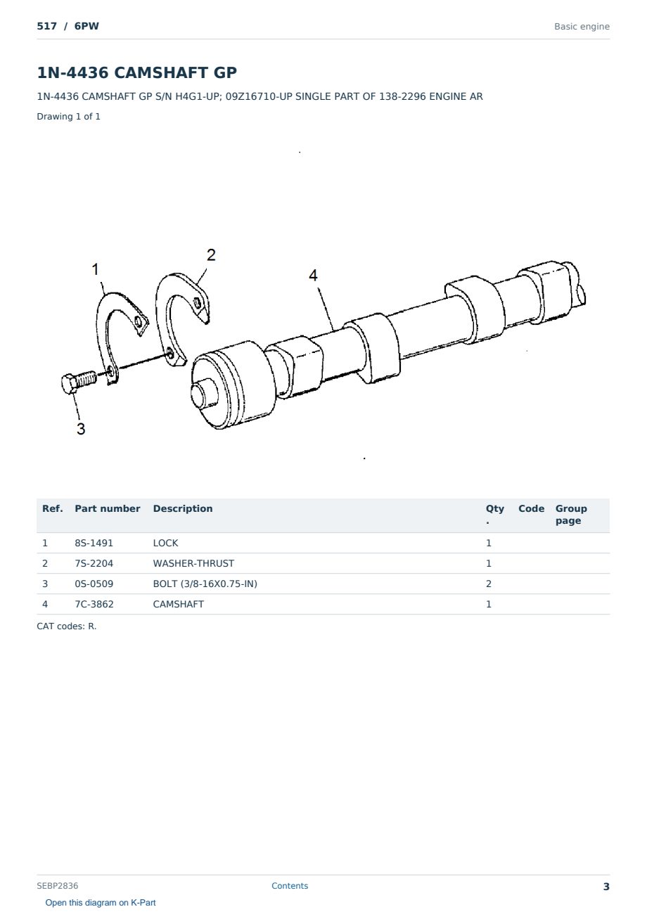 Caterpillar 517 S/N 6PW Partsbook SEBP2836 (English) - sample page 3 of 10 Caterpillar 517 S/N 6PW Partsbook SEBP2836 (English) - sample page 3 of 10