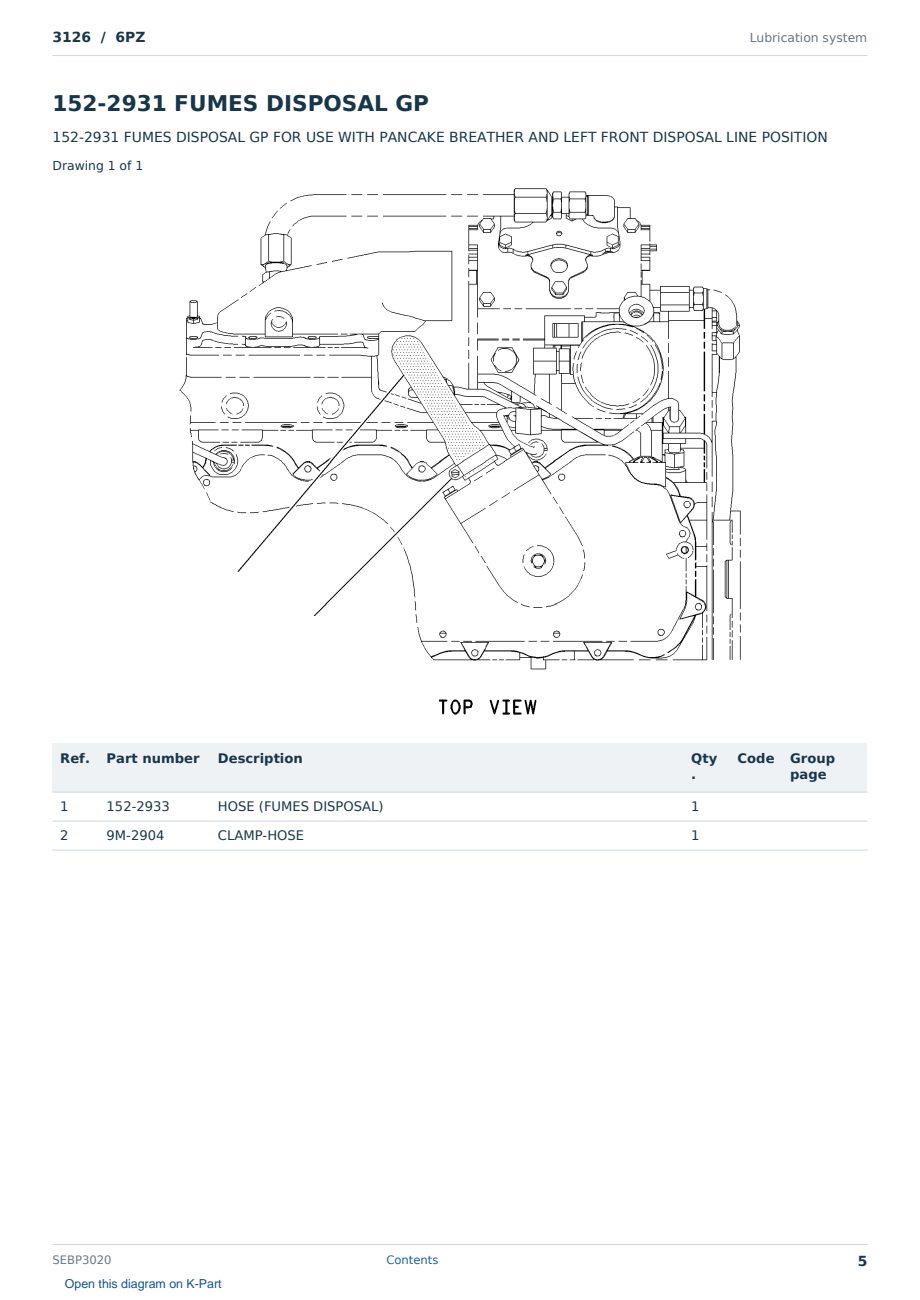 Caterpillar 3126 S/N 6PZ Partsbook SEBP3020 (English) - sample page 5 of 10 Caterpillar 3126 S/N 6PZ Partsbook SEBP3020 (English) - sample page 5 of 10