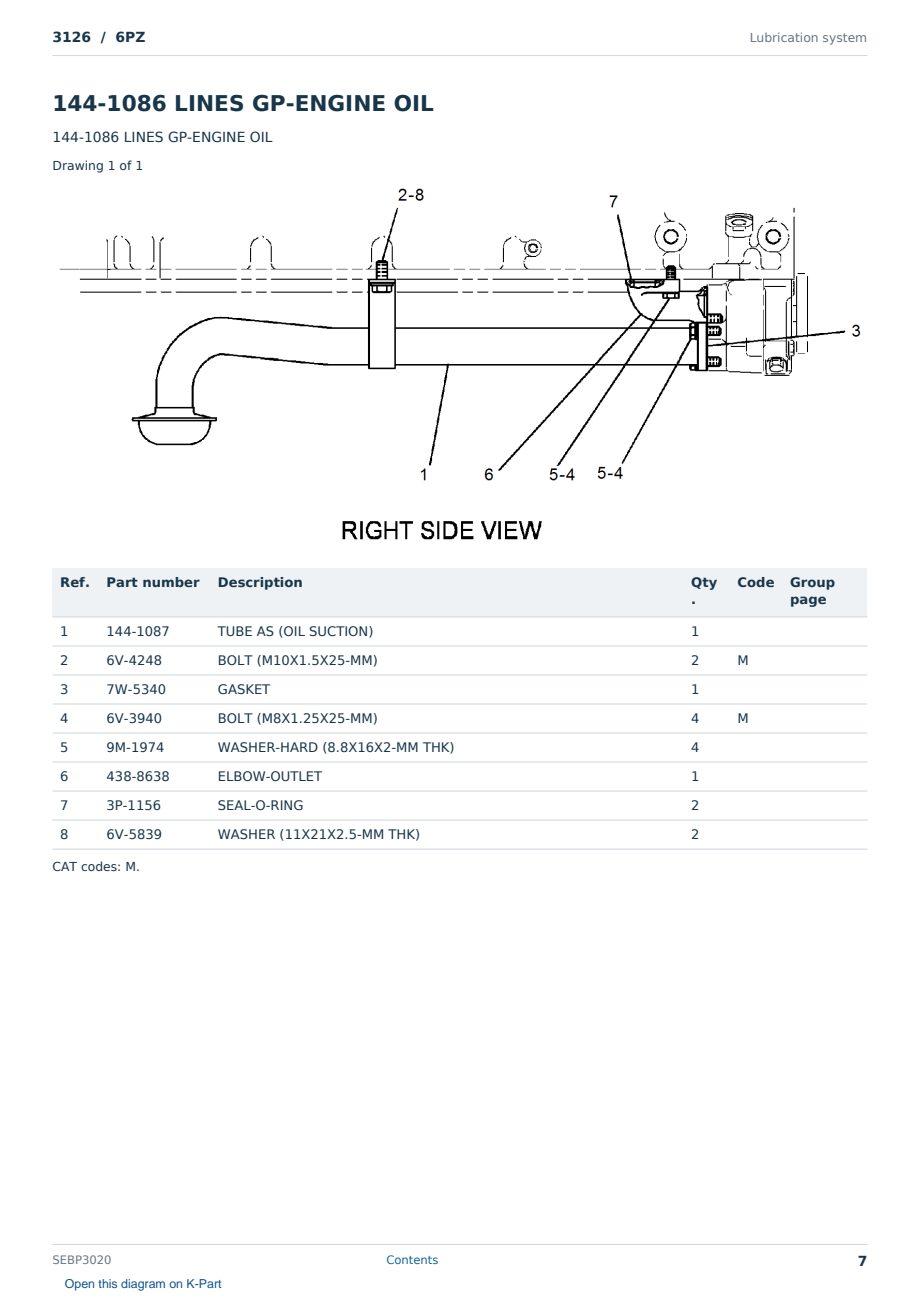 Caterpillar 3126 S/N 6PZ Partsbook SEBP3020 (English) - sample page 7 of 10 Caterpillar 3126 S/N 6PZ Partsbook SEBP3020 (English) - sample page 7 of 10