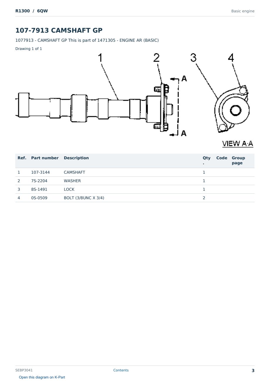 Caterpillar R1300 S/N 6QW Partsbook SEBP3041 (English) - sample page 3 of 10 Caterpillar R1300 S/N 6QW Partsbook SEBP3041 (English) - sample page 3 of 10