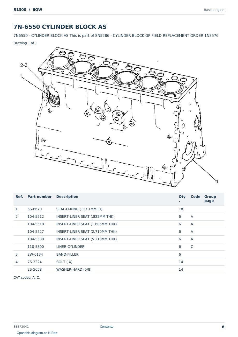 Caterpillar R1300 S/N 6QW Partsbook SEBP3041 (English) - sample page 8 of 10 Caterpillar R1300 S/N 6QW Partsbook SEBP3041 (English) - sample page 8 of 10
