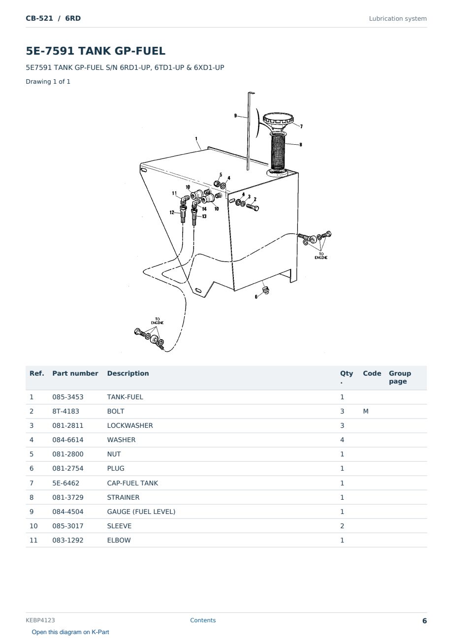 Caterpillar CB-521 S/N 6RD Partsbook KEBP4123 (English) - sample page 6 of 10 Caterpillar CB-521 S/N 6RD Partsbook KEBP4123 (English) - sample page 6 of 10