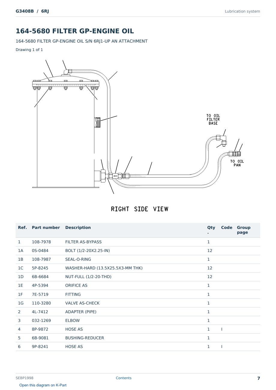 Caterpillar G3408B S/N 6RJ Partsbook SEBP1998 (English) - sample page 7 of 10 Caterpillar G3408B S/N 6RJ Partsbook SEBP1998 (English) - sample page 7 of 10