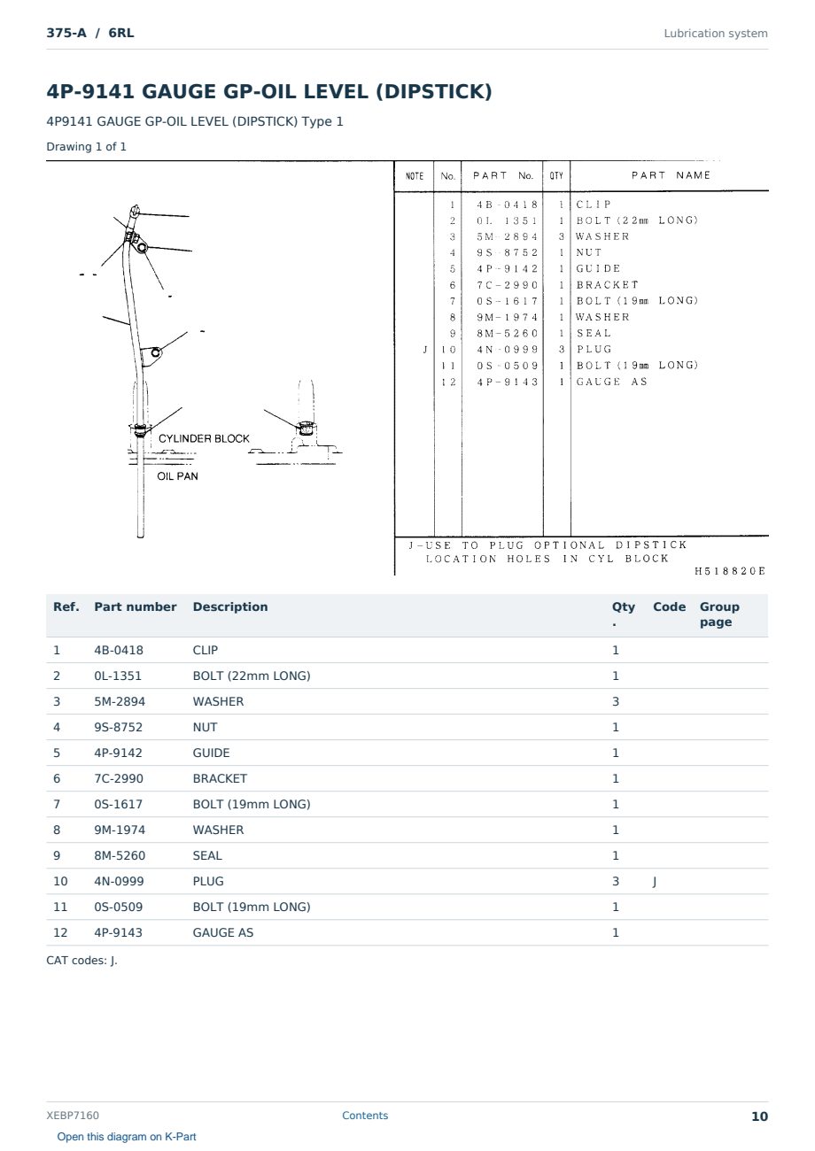 Caterpillar 375-A S/N 6RL Partsbook XEBP7160 (English) - sample page 10 of 10 Caterpillar 375-A S/N 6RL Partsbook XEBP7160 (English) - sample page 10 of 10