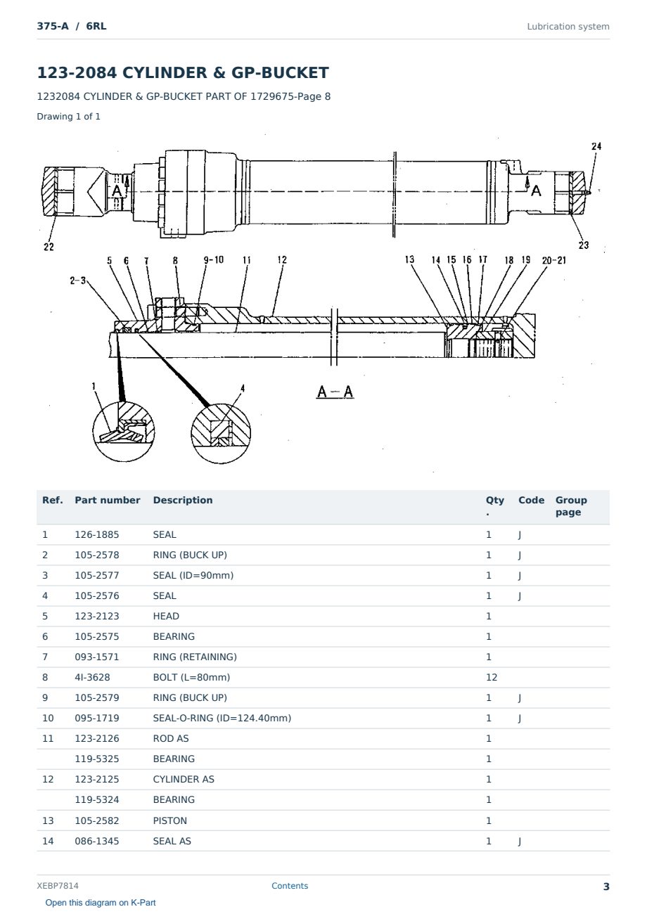 Caterpillar 375-A S/N 6RL Partsbook XEBP7814 (English) - sample page 3 of 10 Caterpillar 375-A S/N 6RL Partsbook XEBP7814 (English) - sample page 3 of 10