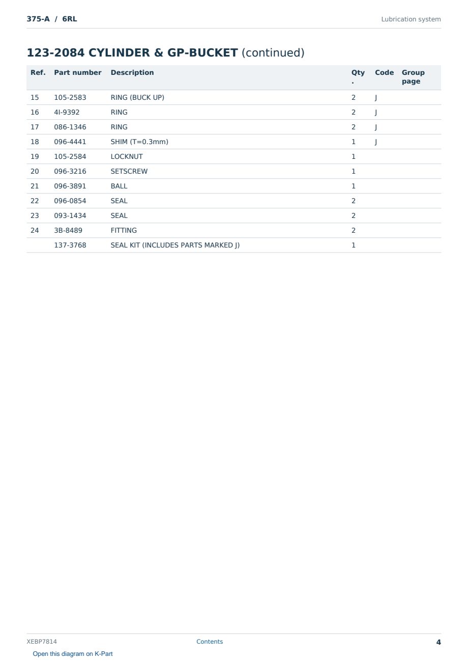 Caterpillar 375-A S/N 6RL Partsbook XEBP7814 (English) - sample page 4 of 10 Caterpillar 375-A S/N 6RL Partsbook XEBP7814 (English) - sample page 4 of 10