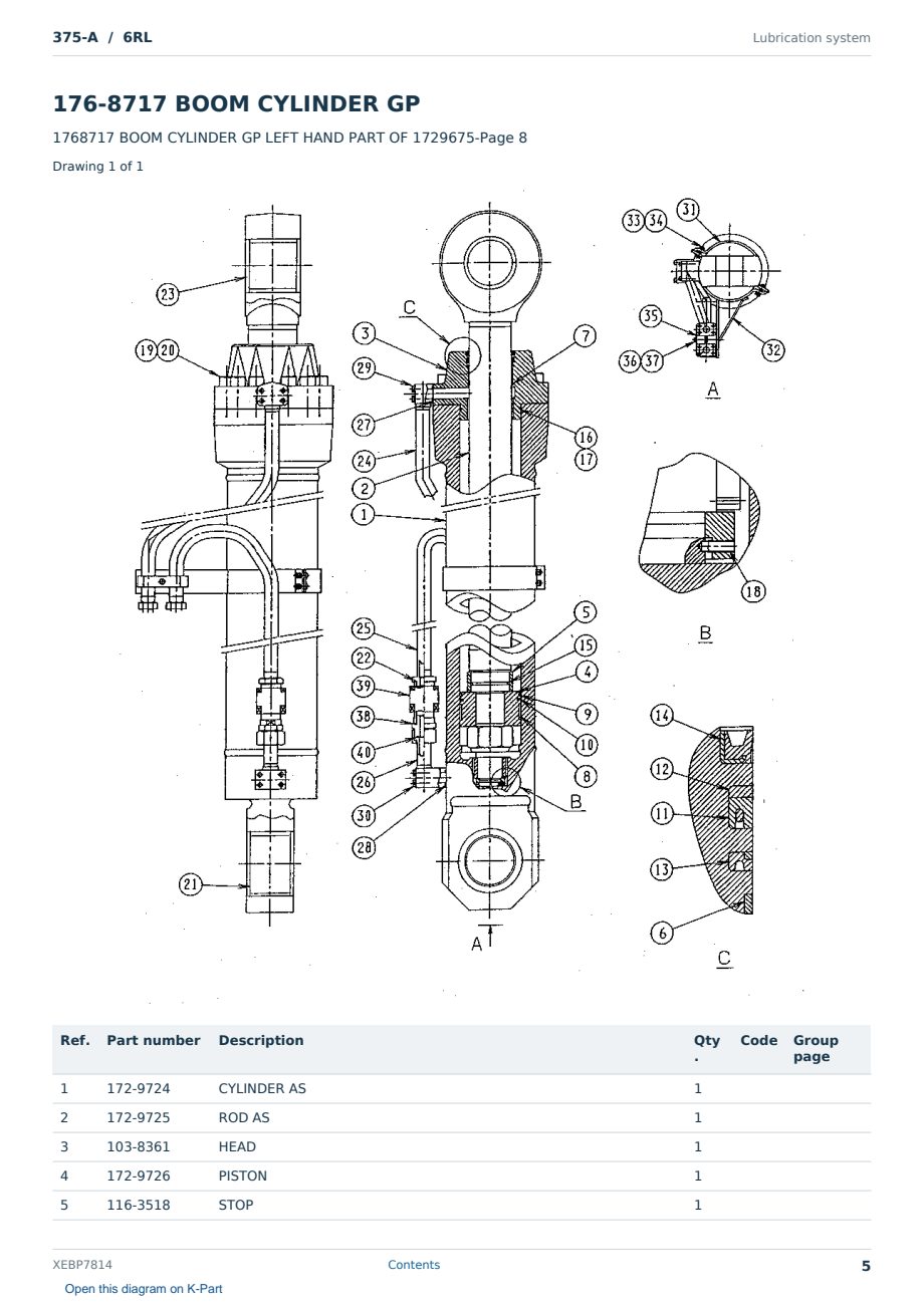 Caterpillar 375-A S/N 6RL Partsbook XEBP7814 (English) - sample page 5 of 10 Caterpillar 375-A S/N 6RL Partsbook XEBP7814 (English) - sample page 5 of 10