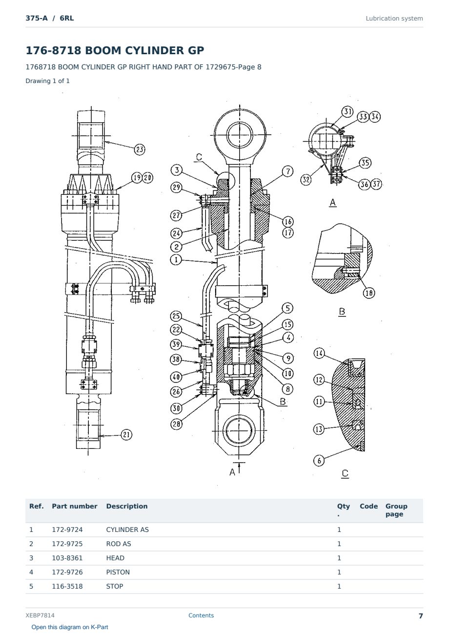 Caterpillar 375-A S/N 6RL Partsbook XEBP7814 (English) - sample page 7 of 10 Caterpillar 375-A S/N 6RL Partsbook XEBP7814 (English) - sample page 7 of 10