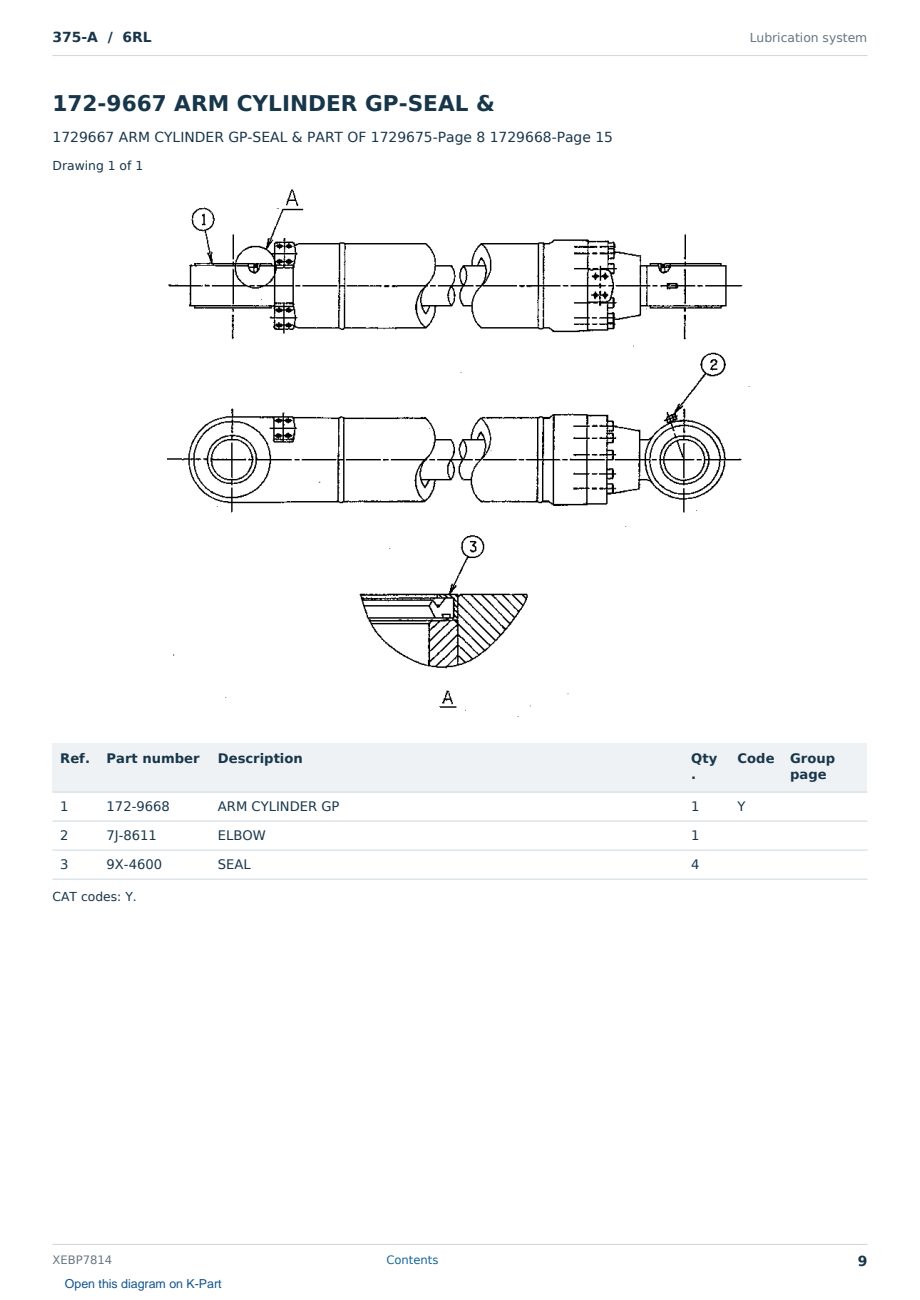 Caterpillar 375-A S/N 6RL Partsbook XEBP7814 (English) - sample page 9 of 10 Caterpillar 375-A S/N 6RL Partsbook XEBP7814 (English) - sample page 9 of 10