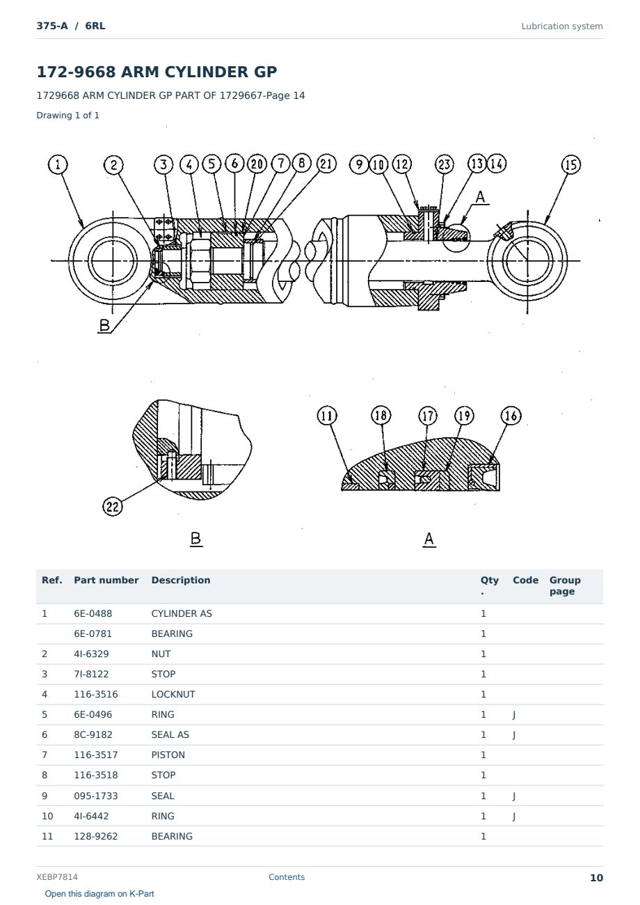 Caterpillar 375-A S/N 6RL Partsbook XEBP7814 (English) - sample page 10 of 10 Caterpillar 375-A S/N 6RL Partsbook XEBP7814 (English) - sample page 10 of 10
