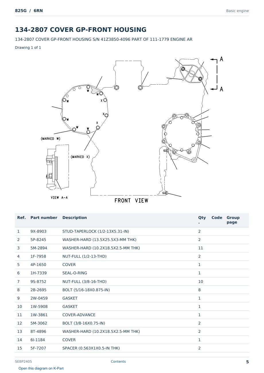 Caterpillar 825G S/N 6RN Partsbook SEBP2405 (English) - sample page 5 of 10 Caterpillar 825G S/N 6RN Partsbook SEBP2405 (English) - sample page 5 of 10