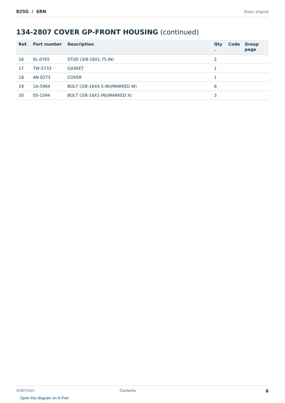 Caterpillar 825G S/N 6RN Partsbook SEBP2405 (English) - sample page 6 of 10 Caterpillar 825G S/N 6RN Partsbook SEBP2405 (English) - sample page 6 of 10