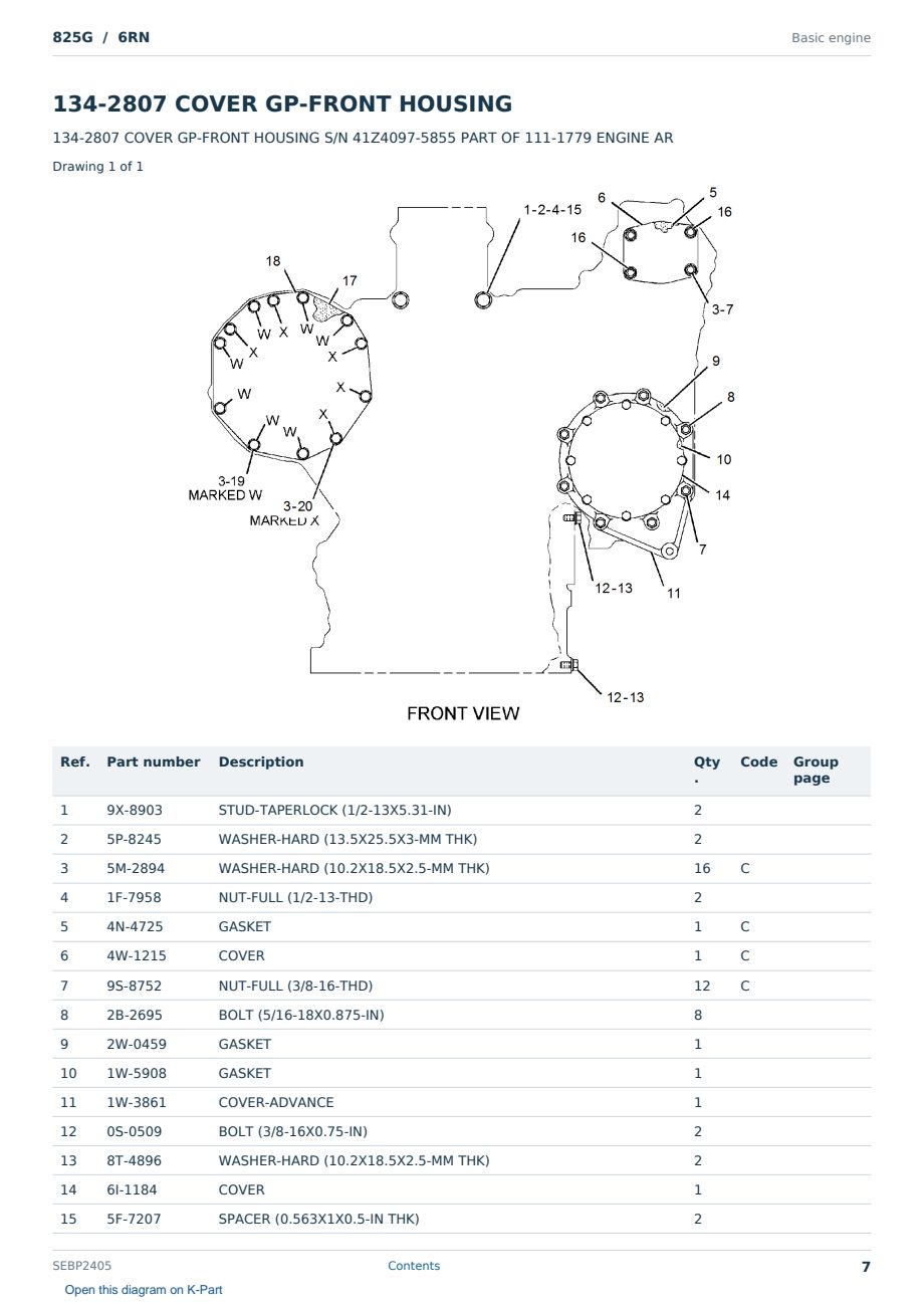 Caterpillar 825G S/N 6RN Partsbook SEBP2405 (English) - sample page 7 of 10 Caterpillar 825G S/N 6RN Partsbook SEBP2405 (English) - sample page 7 of 10