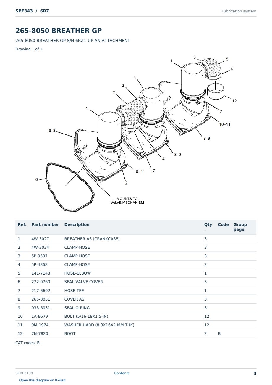 Caterpillar SPF343 S/N 6RZ Partsbook SEBP3138 (English) - sample page 3 of 10 Caterpillar SPF343 S/N 6RZ Partsbook SEBP3138 (English) - sample page 3 of 10