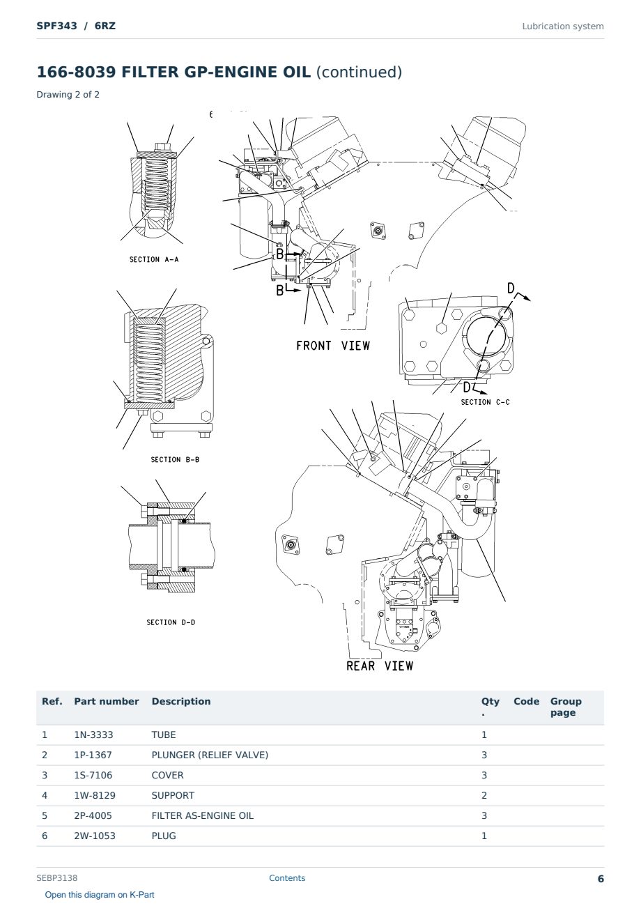 Caterpillar SPF343 S/N 6RZ Partsbook SEBP3138 (English) - sample page 6 of 10 Caterpillar SPF343 S/N 6RZ Partsbook SEBP3138 (English) - sample page 6 of 10