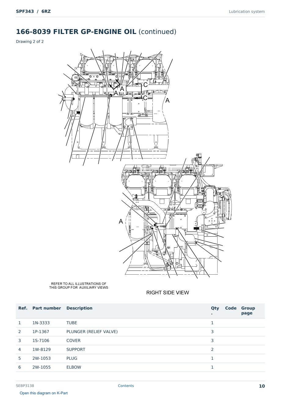 Caterpillar SPF343 S/N 6RZ Partsbook SEBP3138 (English) - sample page 10 of 10 Caterpillar SPF343 S/N 6RZ Partsbook SEBP3138 (English) - sample page 10 of 10