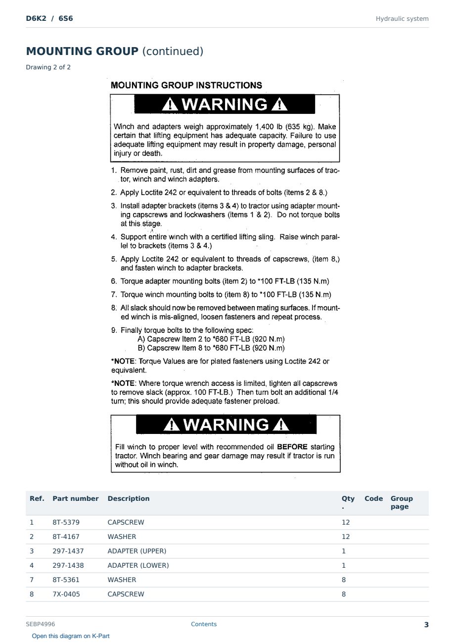 Caterpillar D6K2 S/N 6S6 Partsbook SEBP4996 (English) - sample page 3 of 10 Caterpillar D6K2 S/N 6S6 Partsbook SEBP4996 (English) - sample page 3 of 10