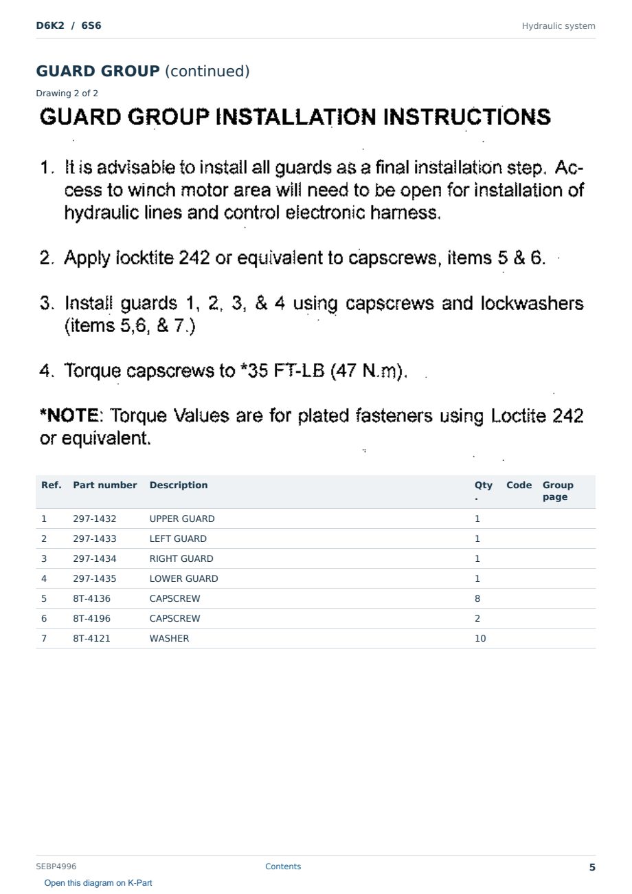 Caterpillar D6K2 S/N 6S6 Partsbook SEBP4996 (English) - sample page 5 of 10 Caterpillar D6K2 S/N 6S6 Partsbook SEBP4996 (English) - sample page 5 of 10