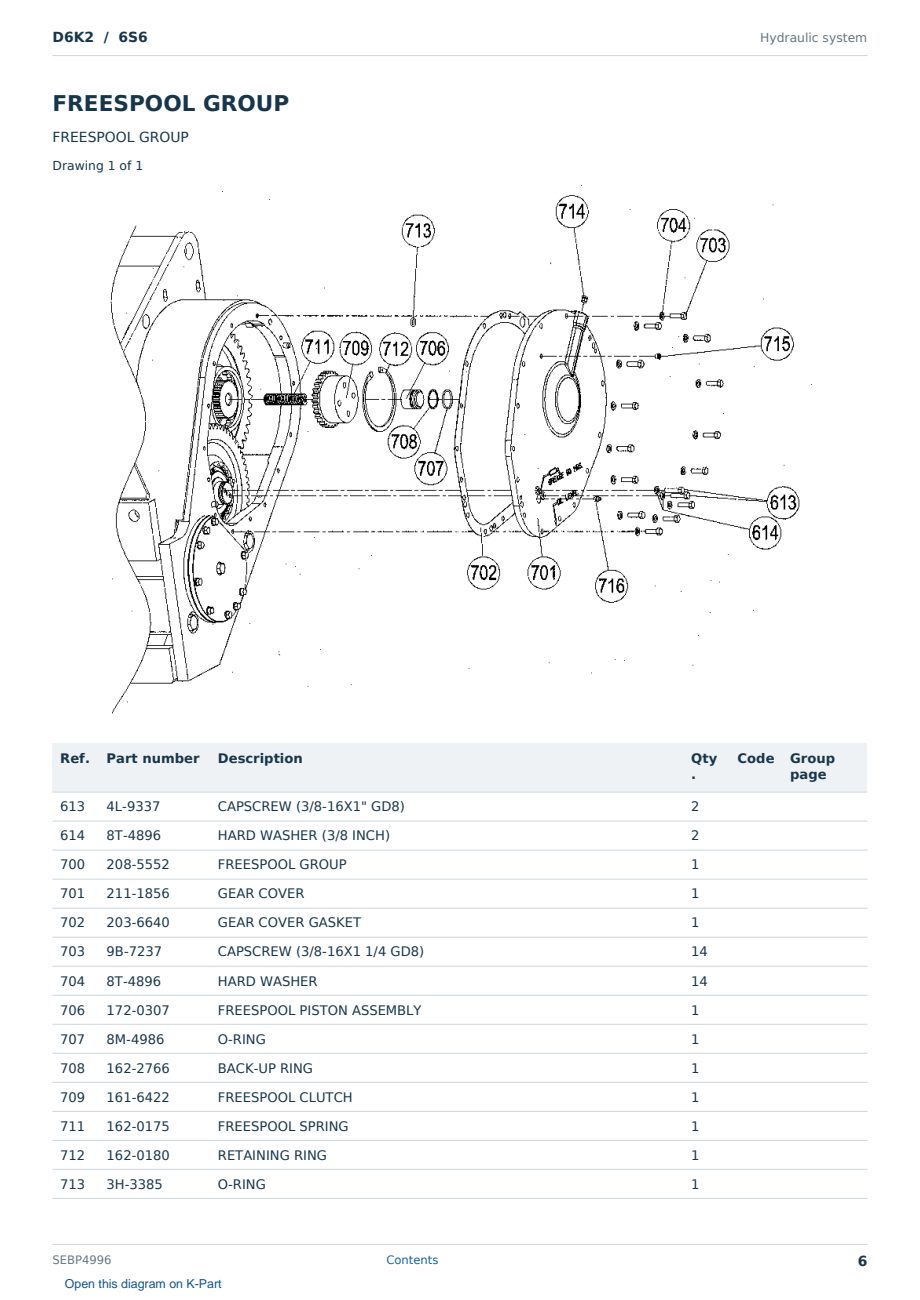 Caterpillar D6K2 S/N 6S6 Partsbook SEBP4996 (English) - sample page 6 of 10 Caterpillar D6K2 S/N 6S6 Partsbook SEBP4996 (English) - sample page 6 of 10