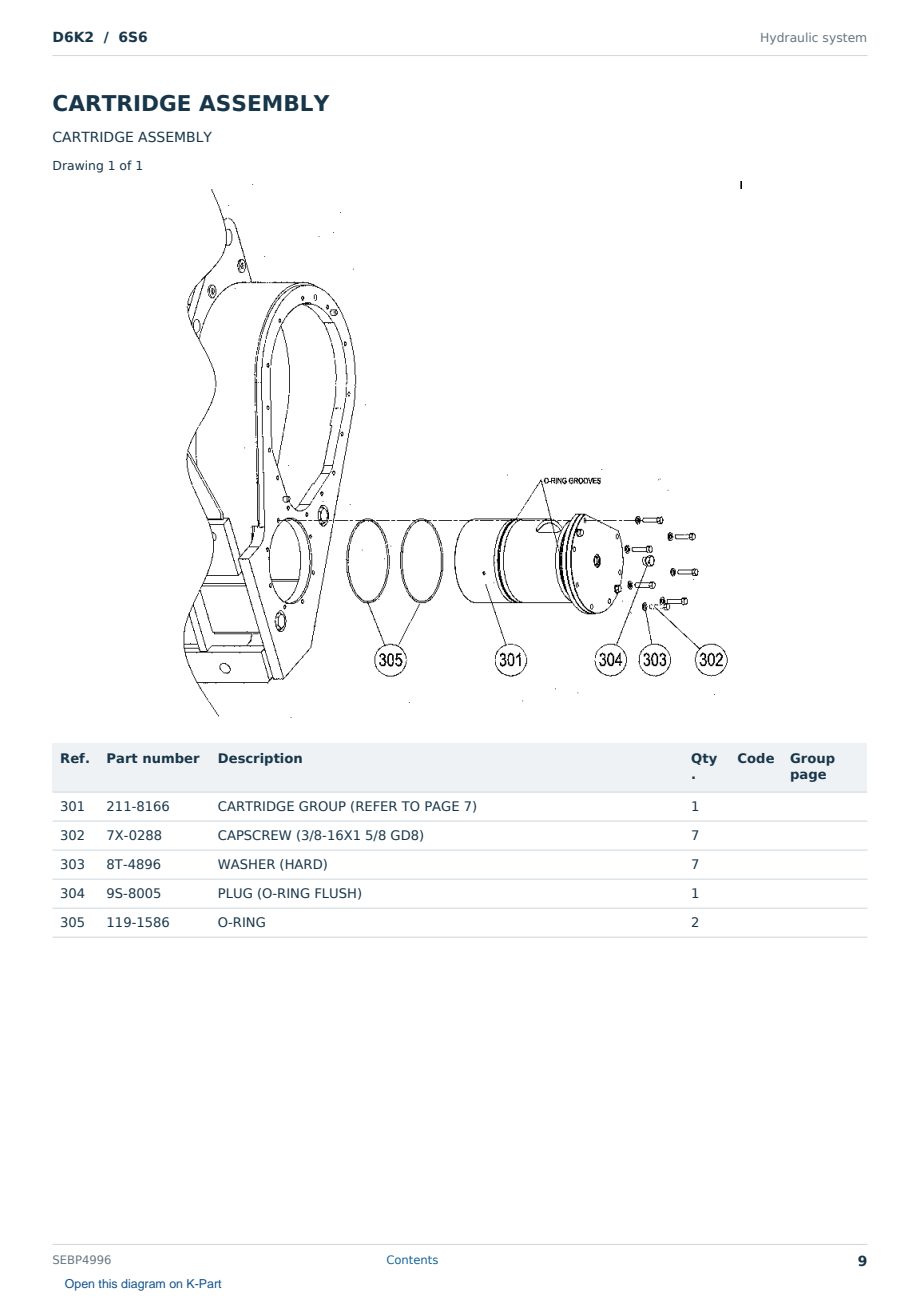 Caterpillar D6K2 S/N 6S6 Partsbook SEBP4996 (English) - sample page 9 of 10 Caterpillar D6K2 S/N 6S6 Partsbook SEBP4996 (English) - sample page 9 of 10