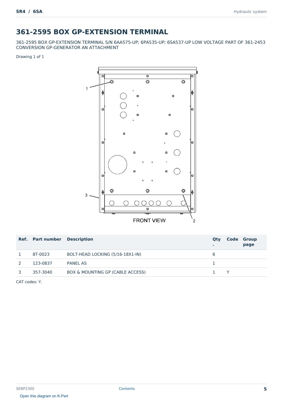 Caterpillar SR4 S/N 6SA Partsbook SEBP2300 (English) - sample page 5 of 10 Caterpillar SR4 S/N 6SA Partsbook SEBP2300 (English) - sample page 5 of 10