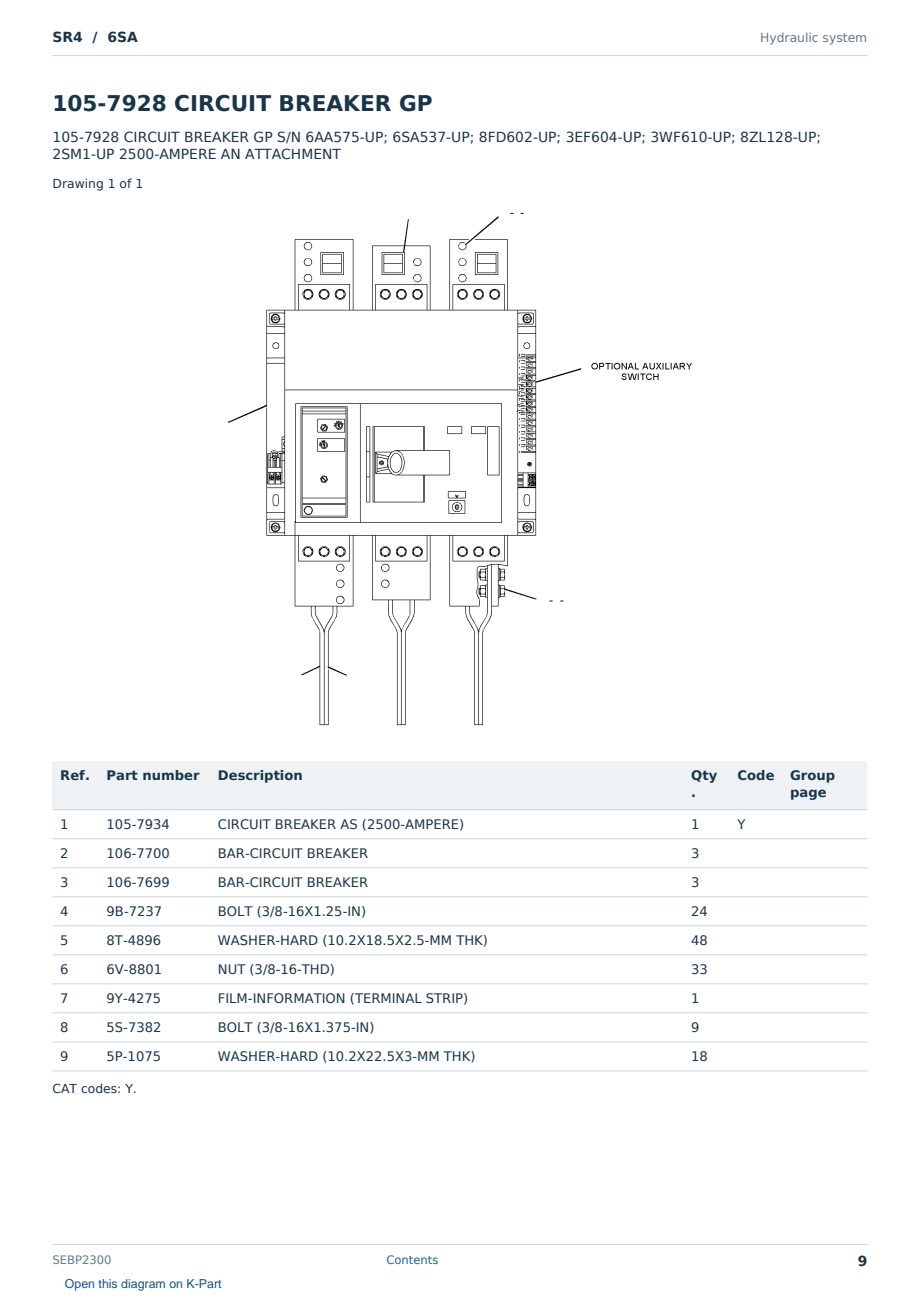 Caterpillar SR4 S/N 6SA Partsbook SEBP2300 (English) - sample page 9 of 10 Caterpillar SR4 S/N 6SA Partsbook SEBP2300 (English) - sample page 9 of 10